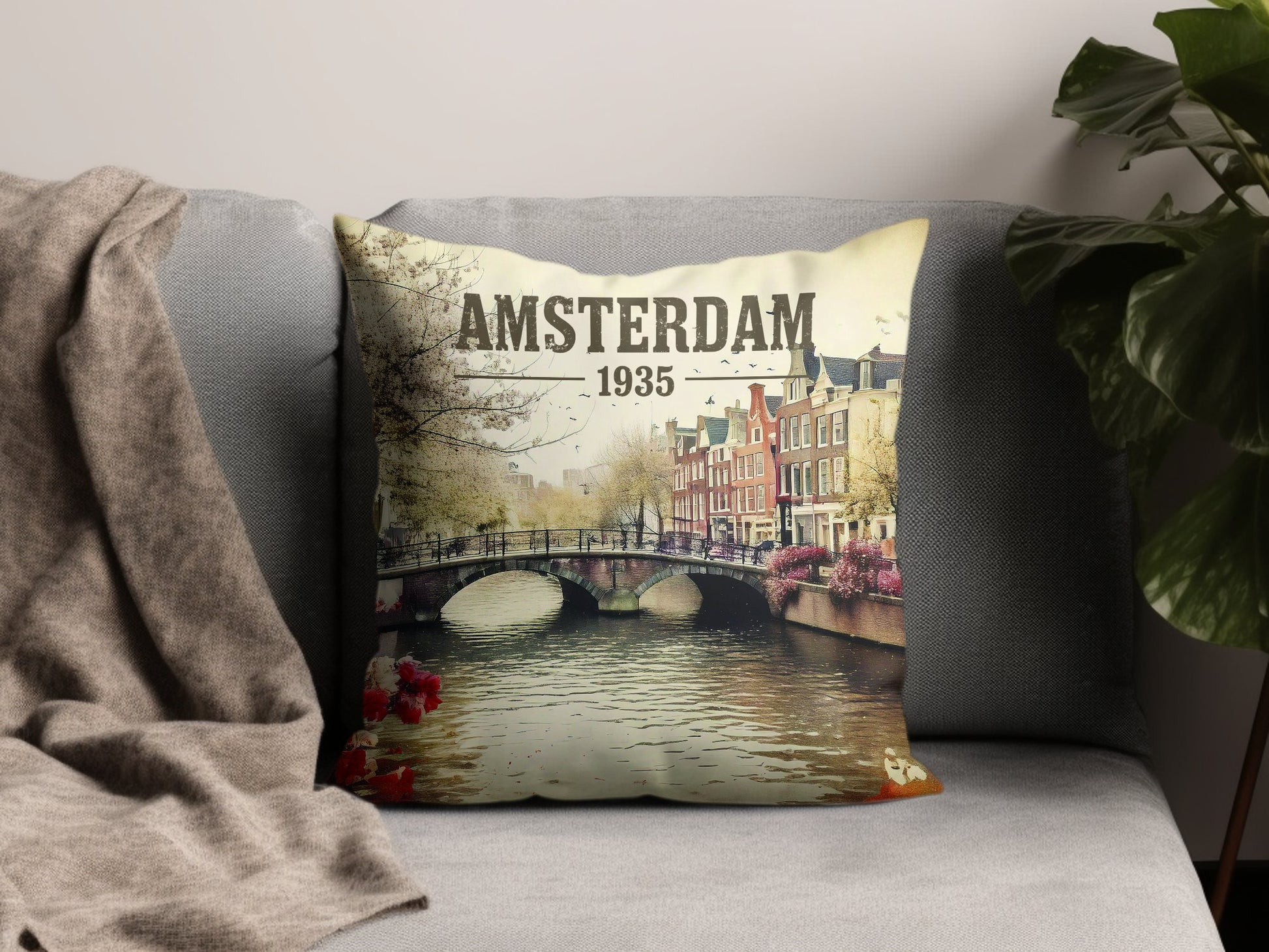 Amsterdam 1935 Throw Pillow Image 2