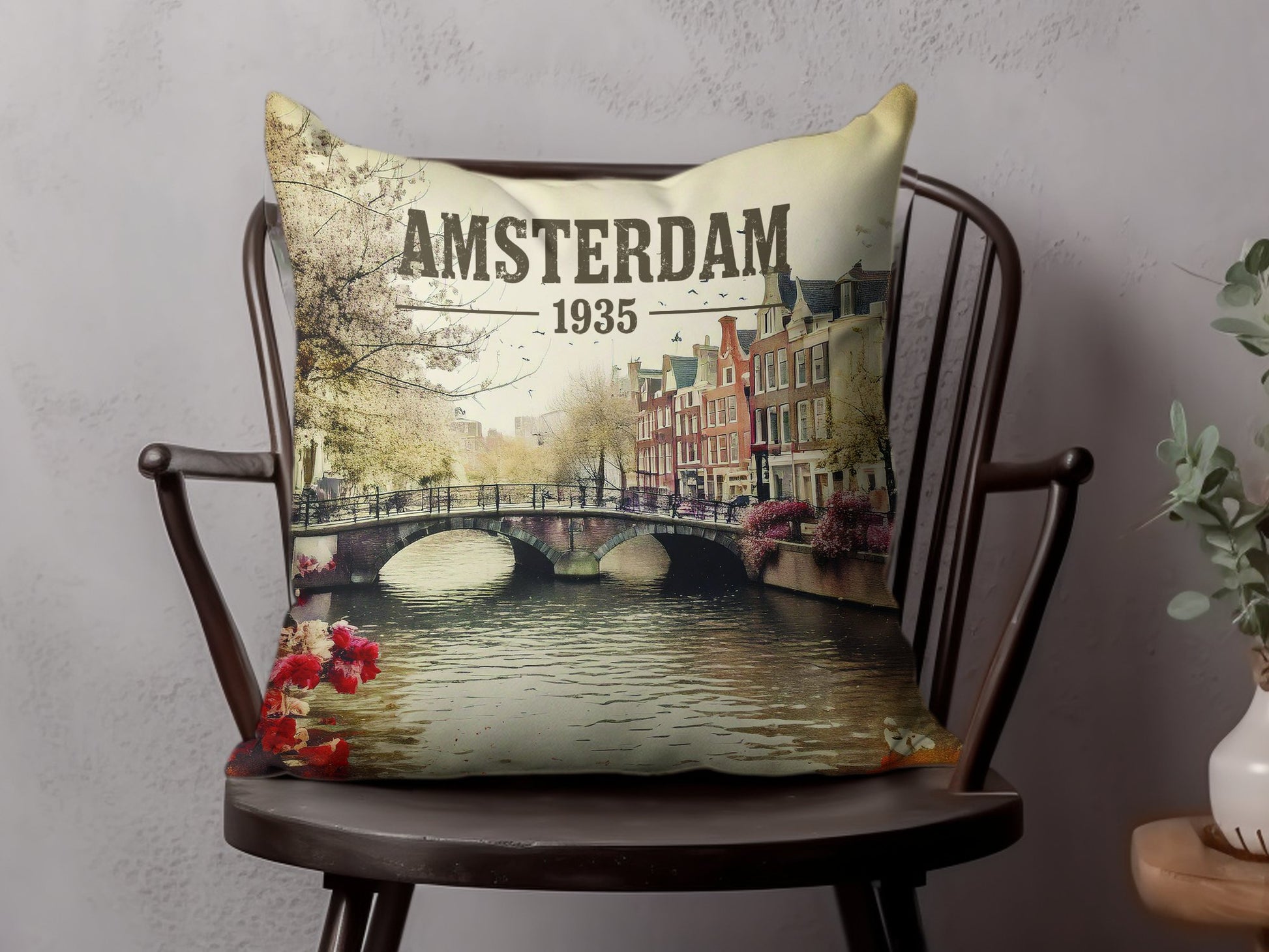 Amsterdam 1935 Throw Pillow Image 3