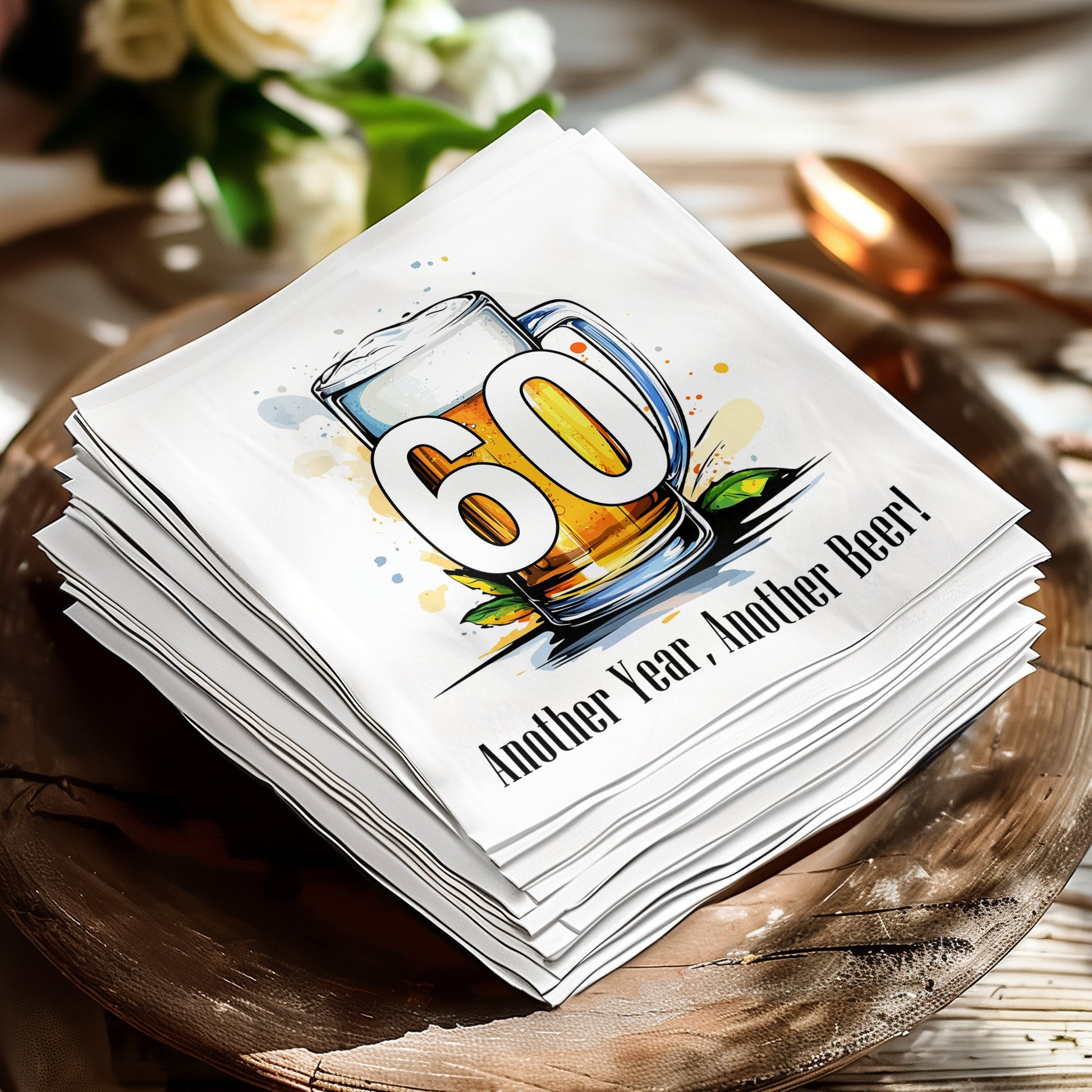 Beer Mug Custom Birthday Napkins Image 6