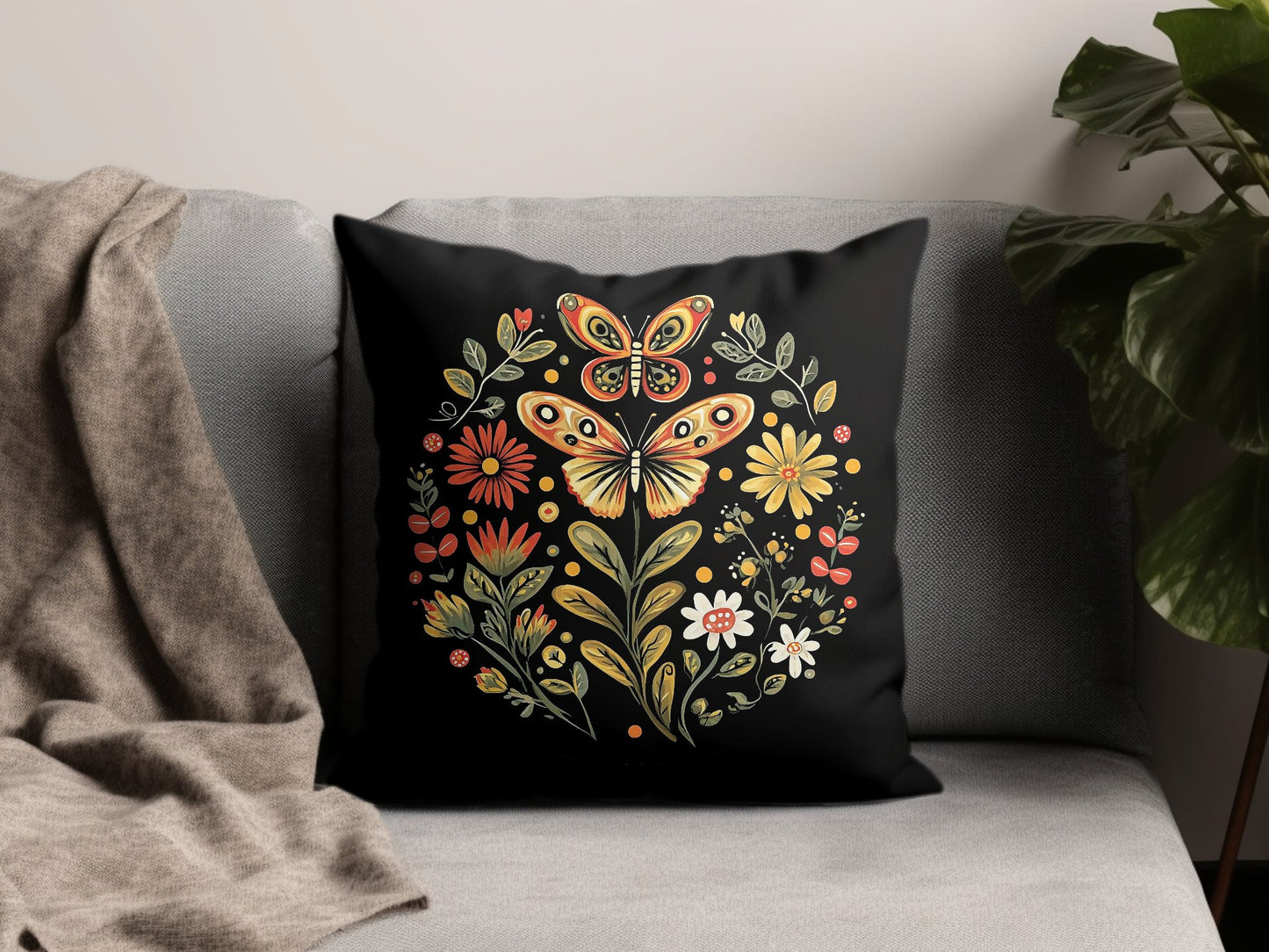 Boho Butterfly Throw Pillow Image 3