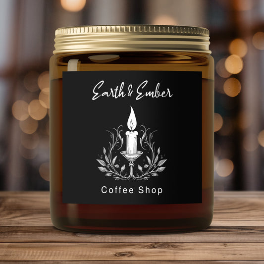 Coffee Shop Scented Amber Candle