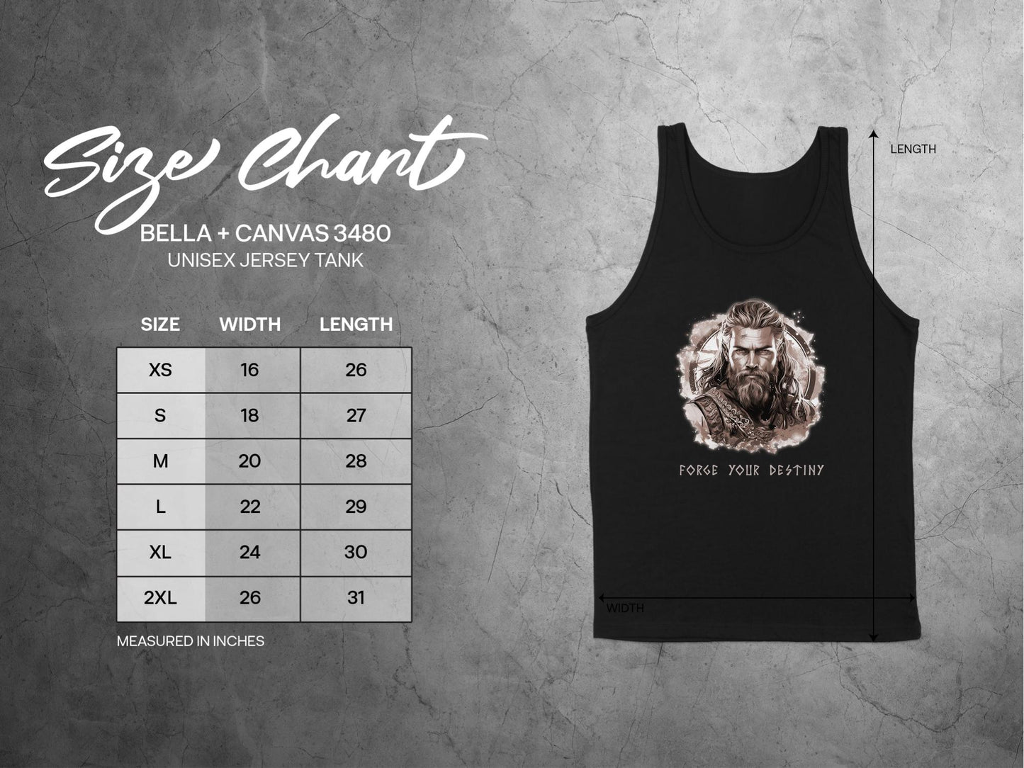 Destiny Tank Top Size Chart