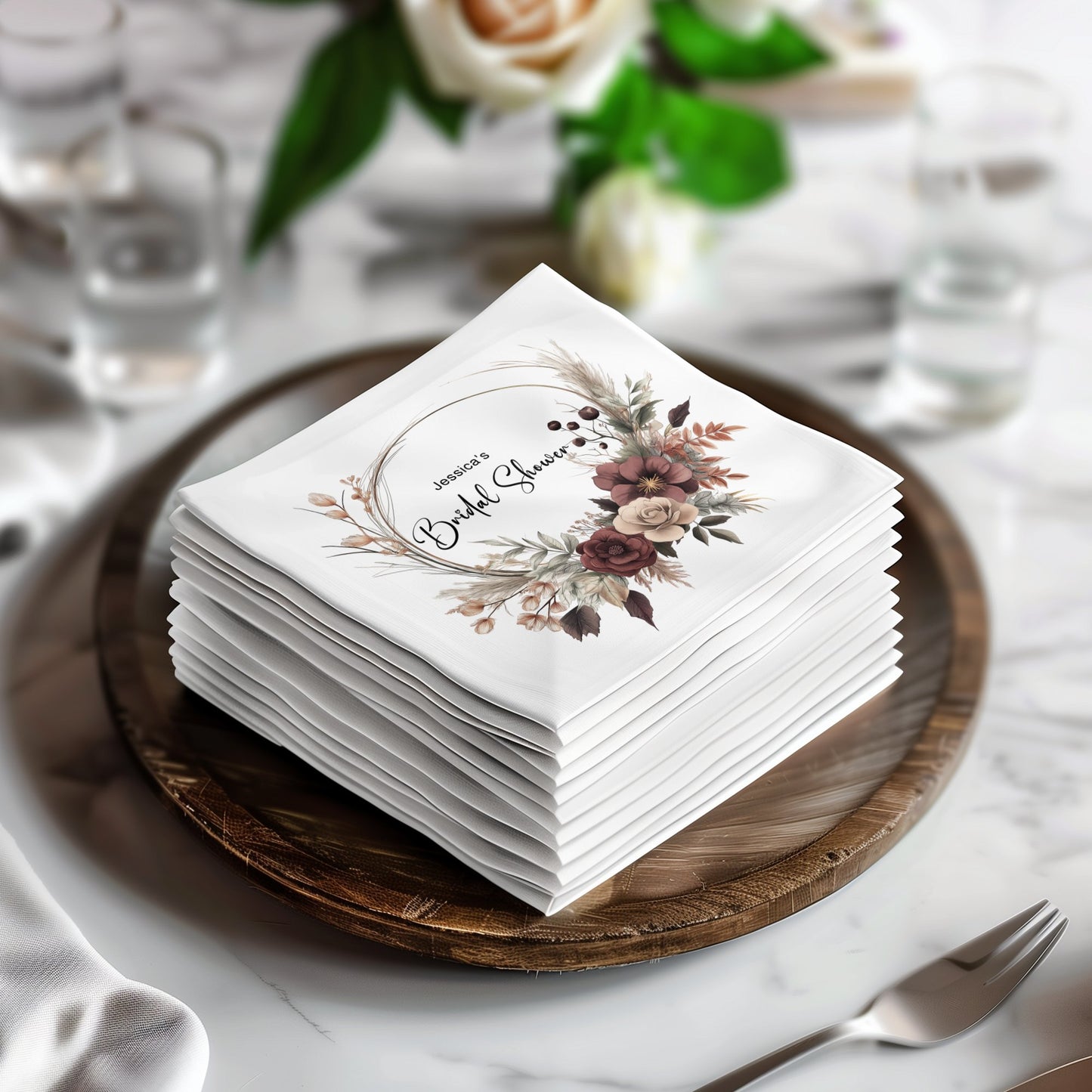 Elegant Custom Bridal Shower Napkins Image 2