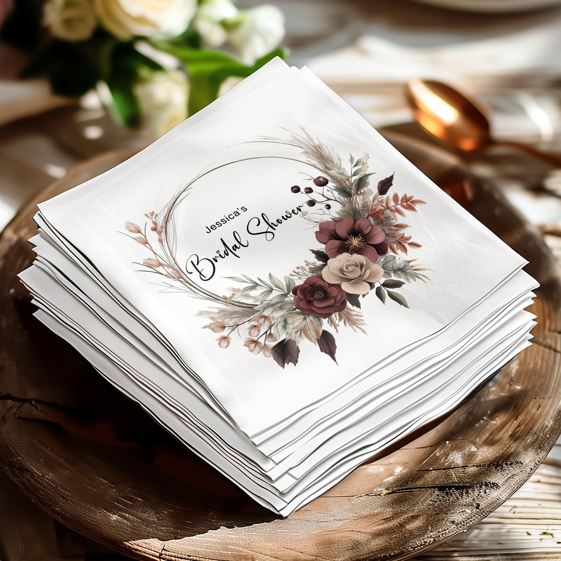 Elegant Custom Bridal Shower Napkins Image 6