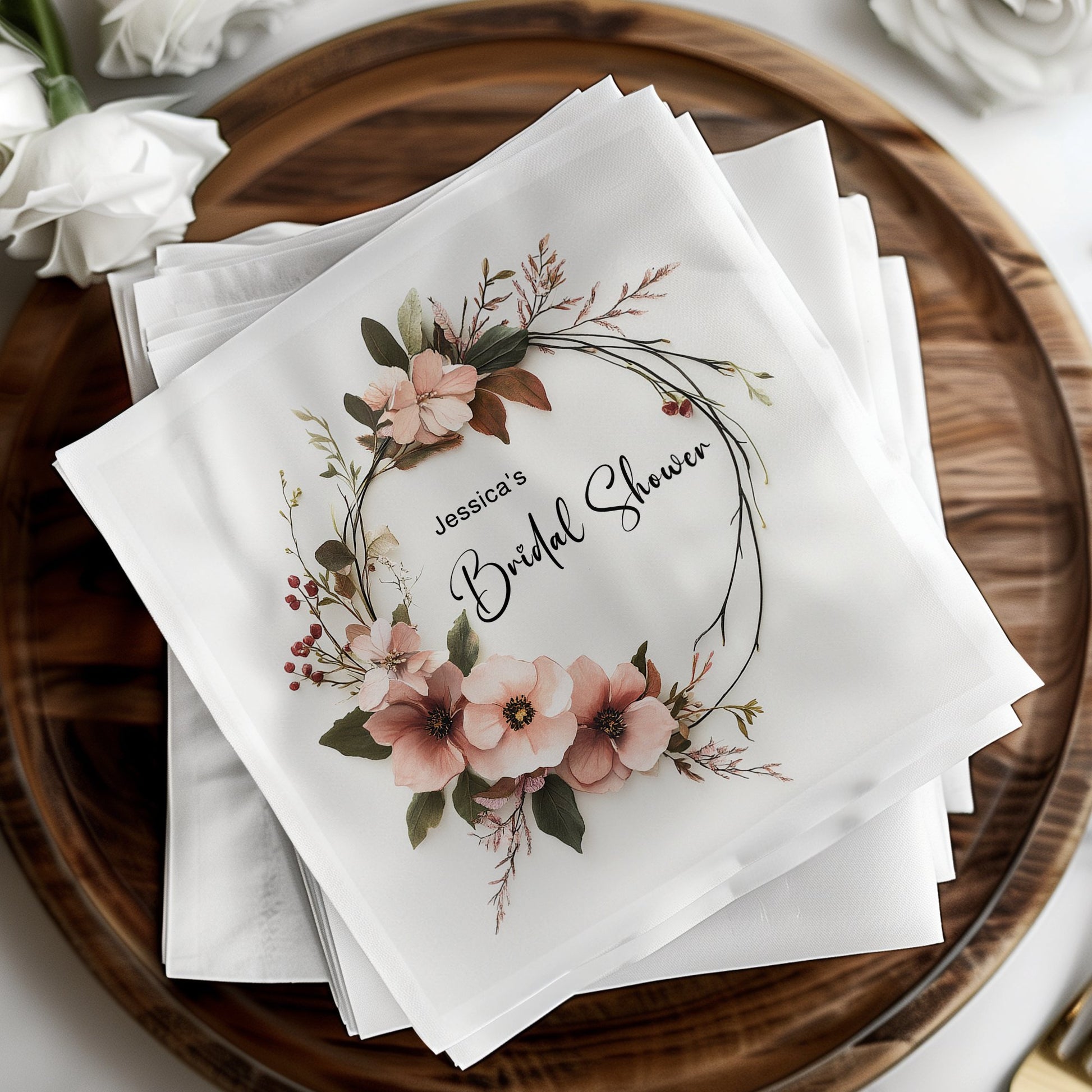 Floral Custom Bridal Shower Napkins Image 8