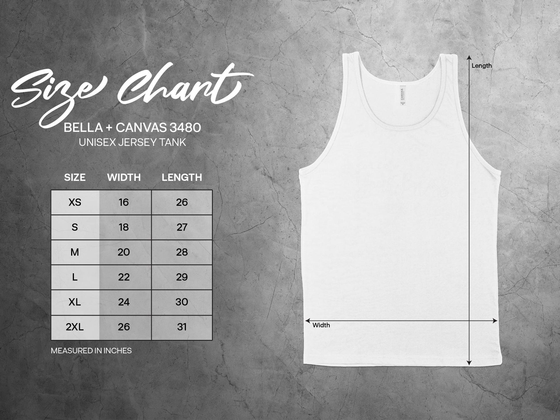 Follow Your Bliss Tank Top Size Chart