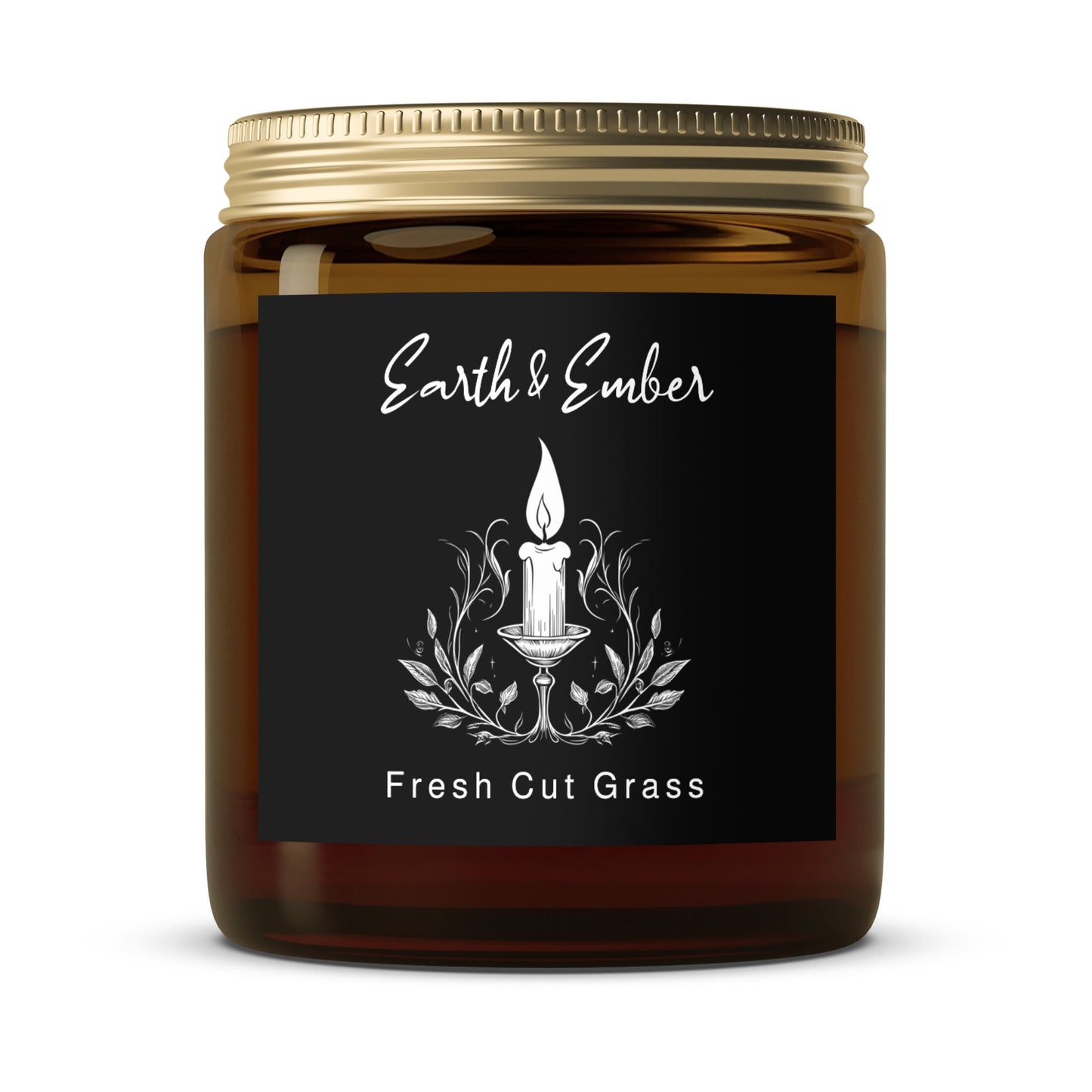 Fresh Cut Grass Scented Amber Candle Image 4