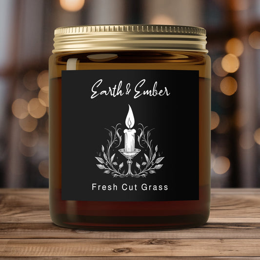 Fresh Cut Grass Scented Amber Candle