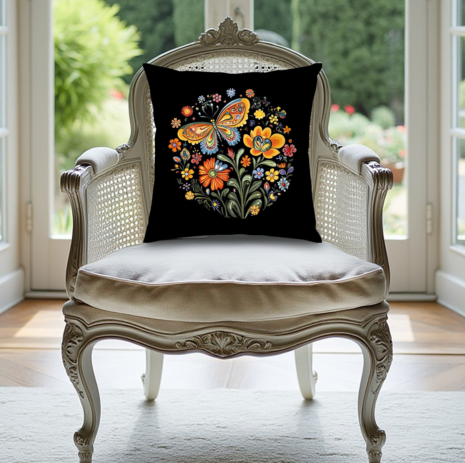 Garden Butterfly Throw Pillow