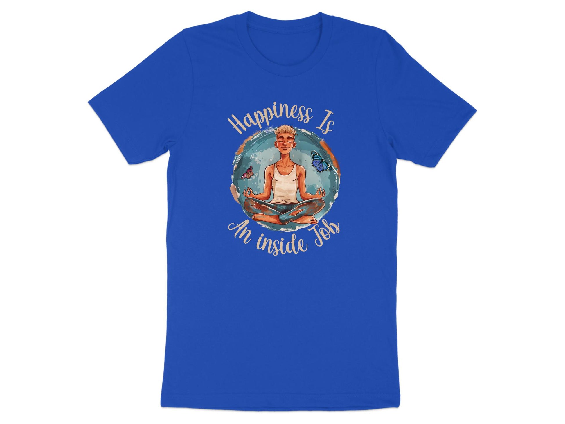 Happiness Yoga Meditation Tee Blue