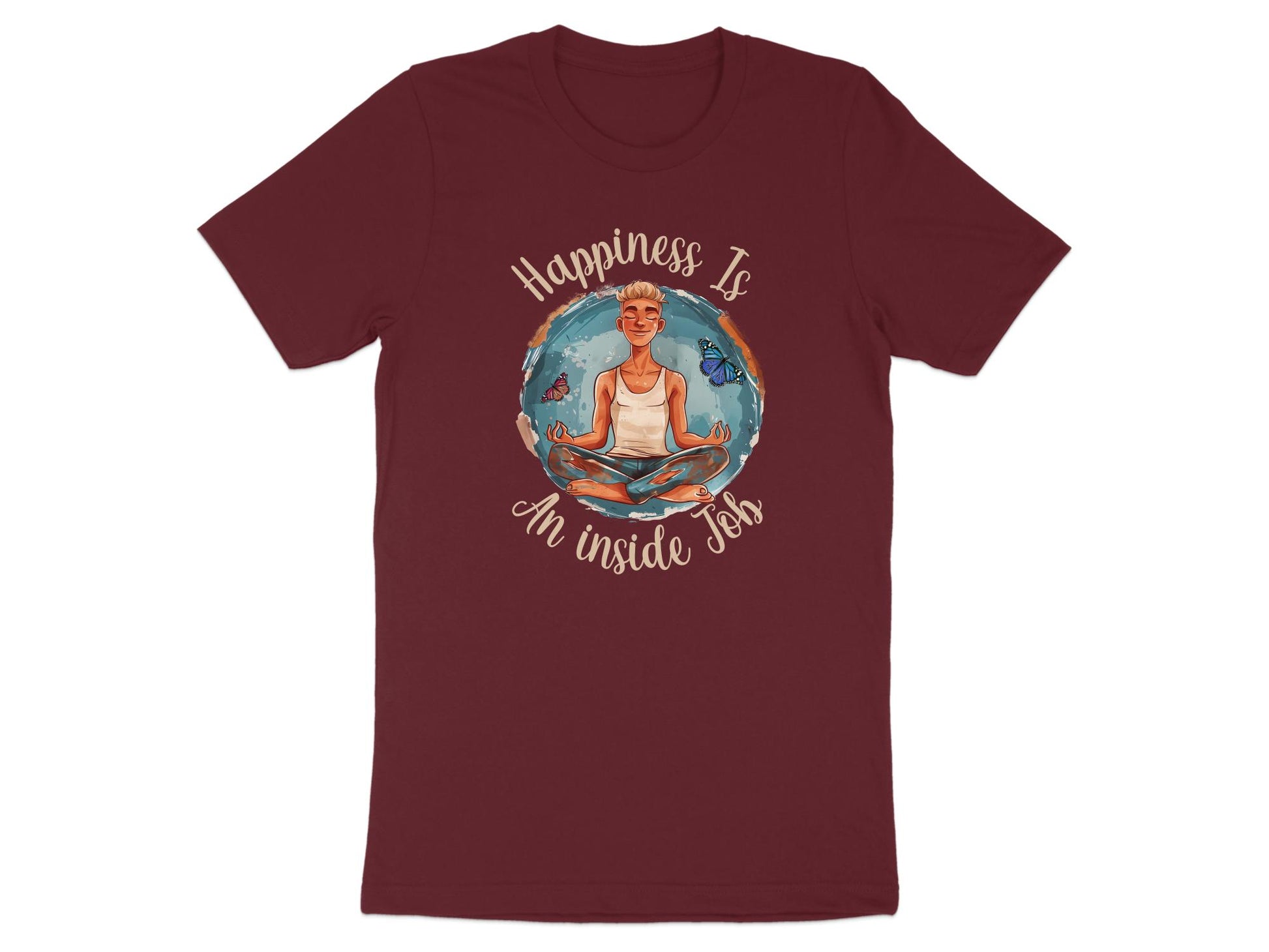 Happiness Yoga Meditation Tee Maroon