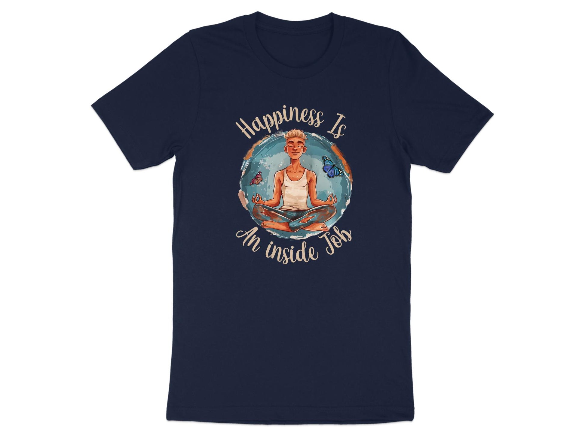 Happiness Yoga Meditation Tee Navy