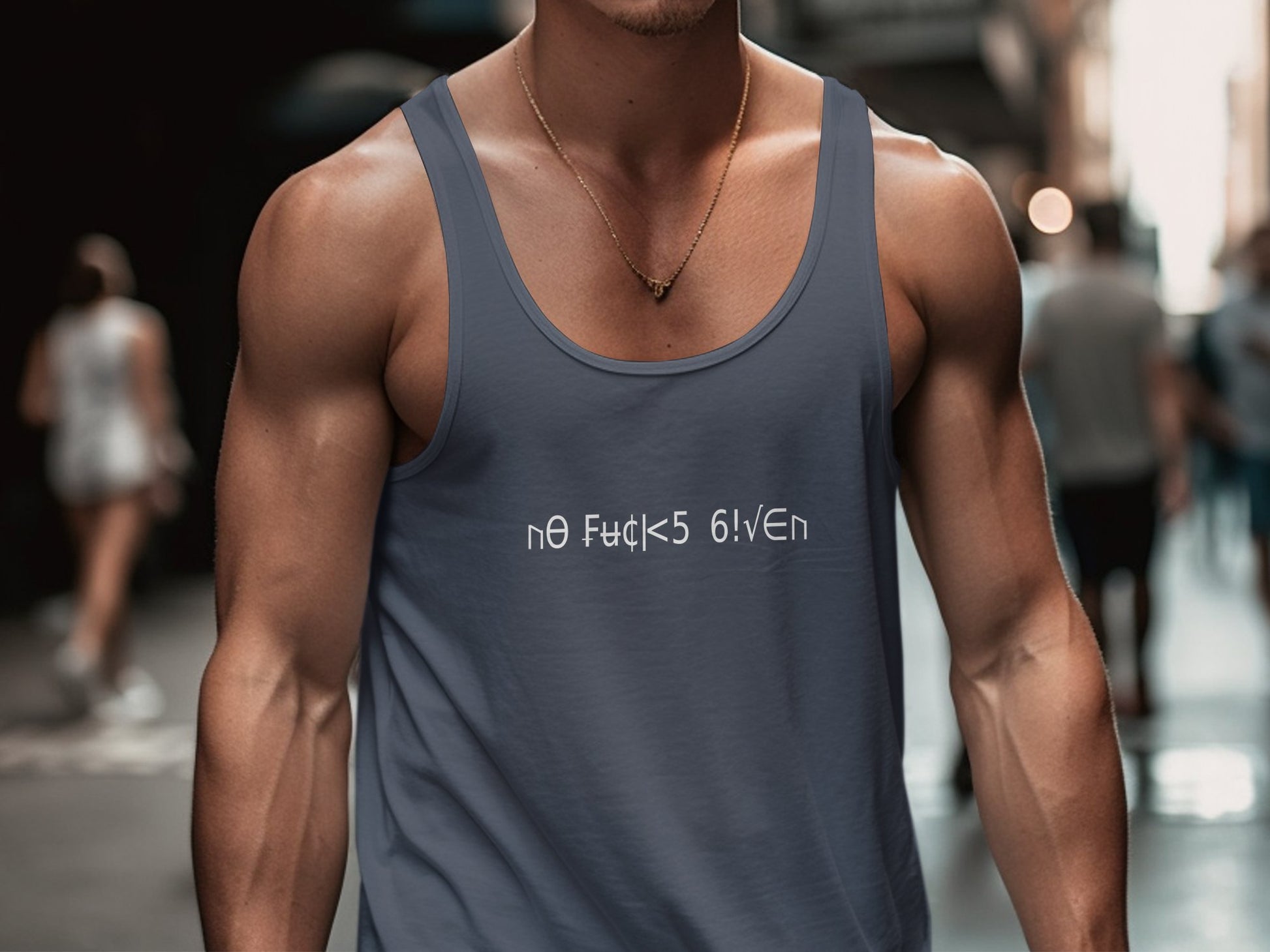 No Fcks Given Tank Top Navy