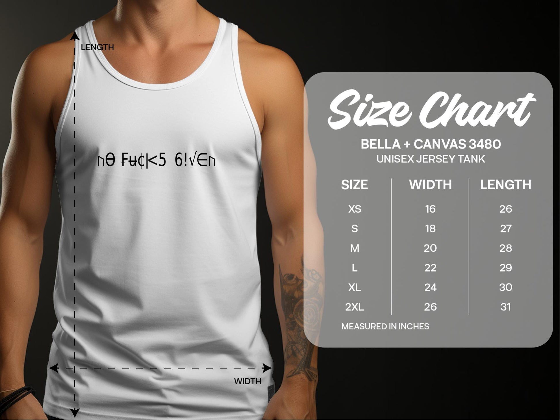 No Fcks Given Tank Top Size Chart