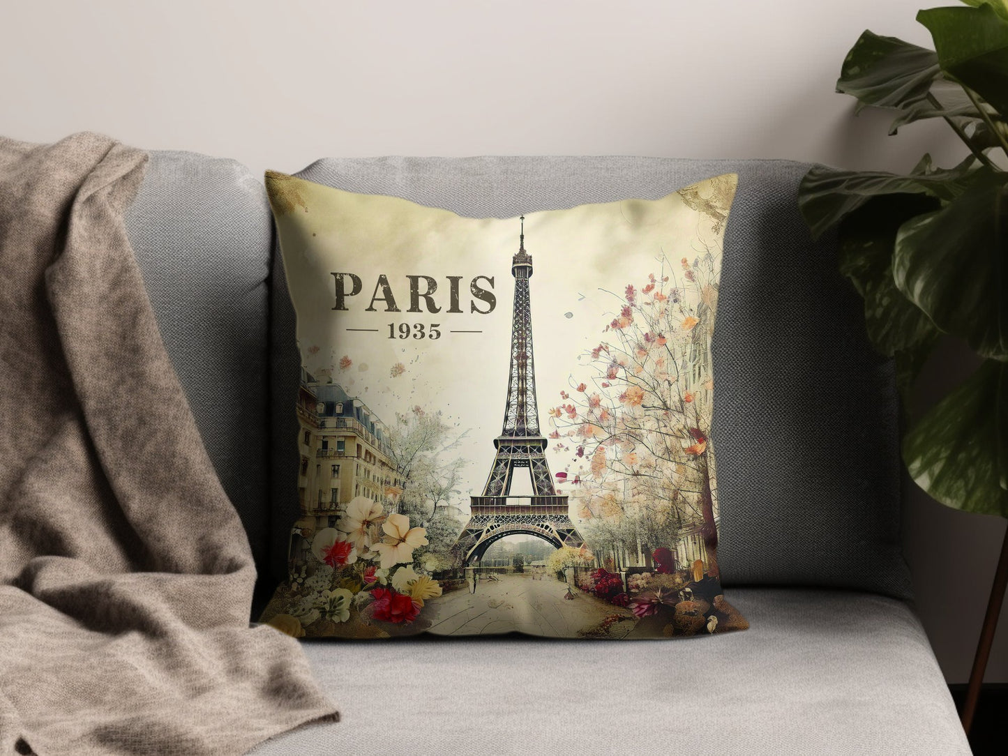 Paris 1935 Throw Pillow Image 2