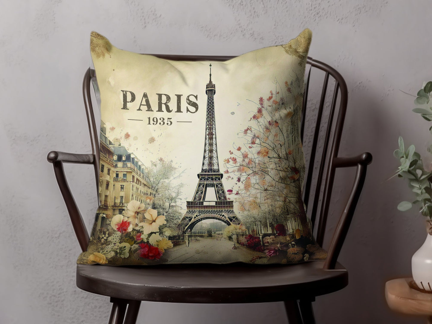 Paris 1935 Throw Pillow Image 3