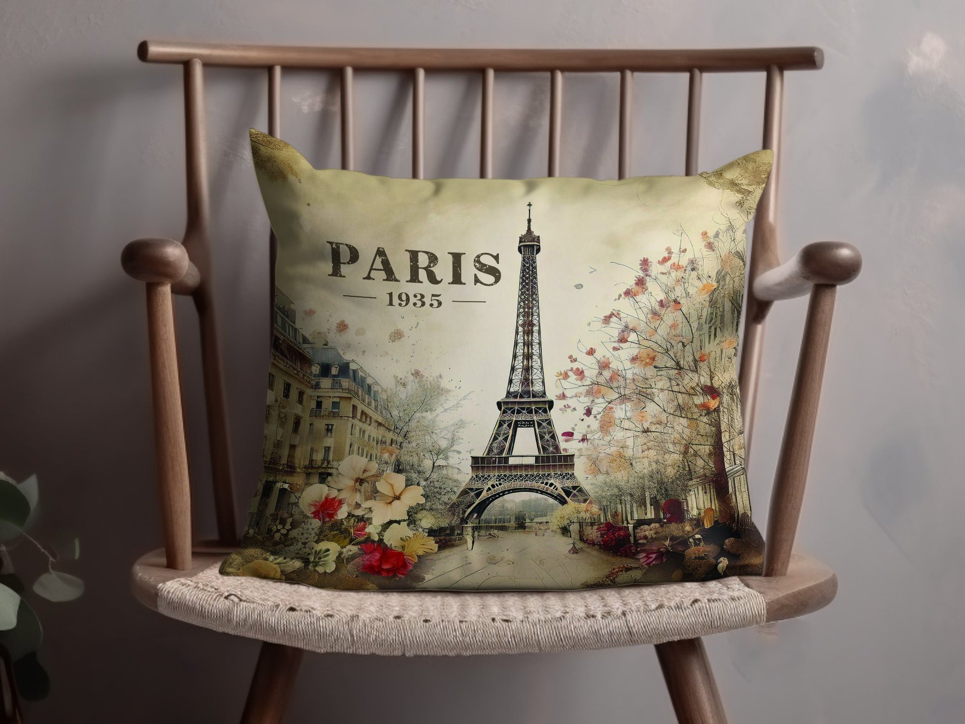 Paris 1935 Throw Pillow Image 4