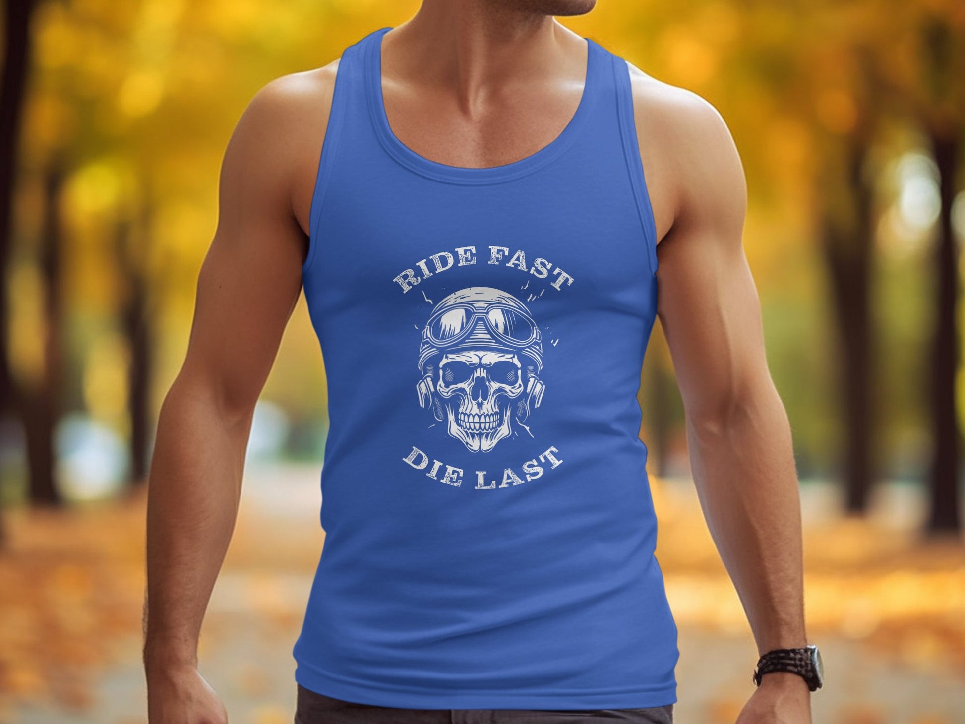 Ride Fast Die Last Tank Top Blue