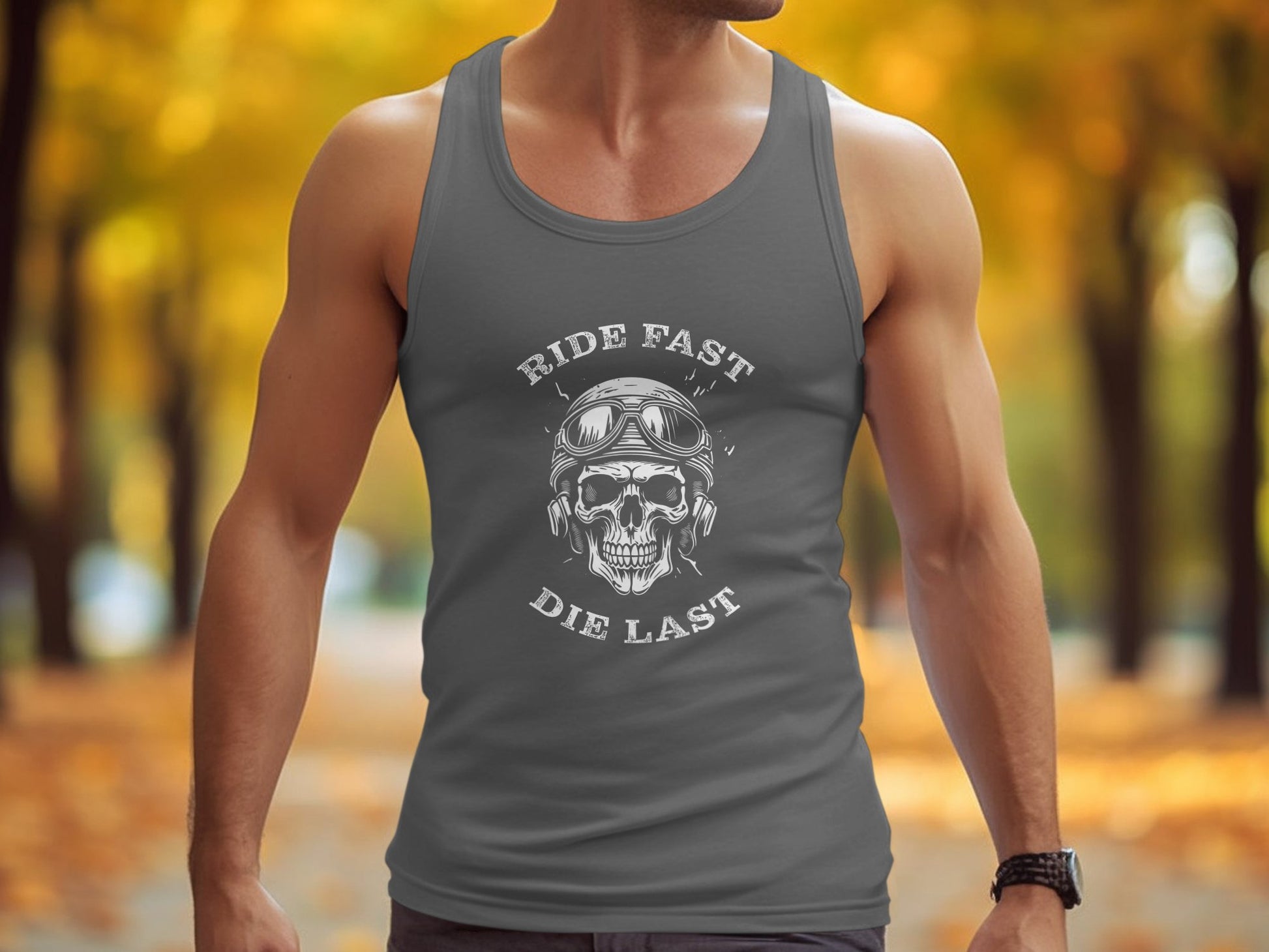 Ride Fast Die Last Tank Top Charcoal