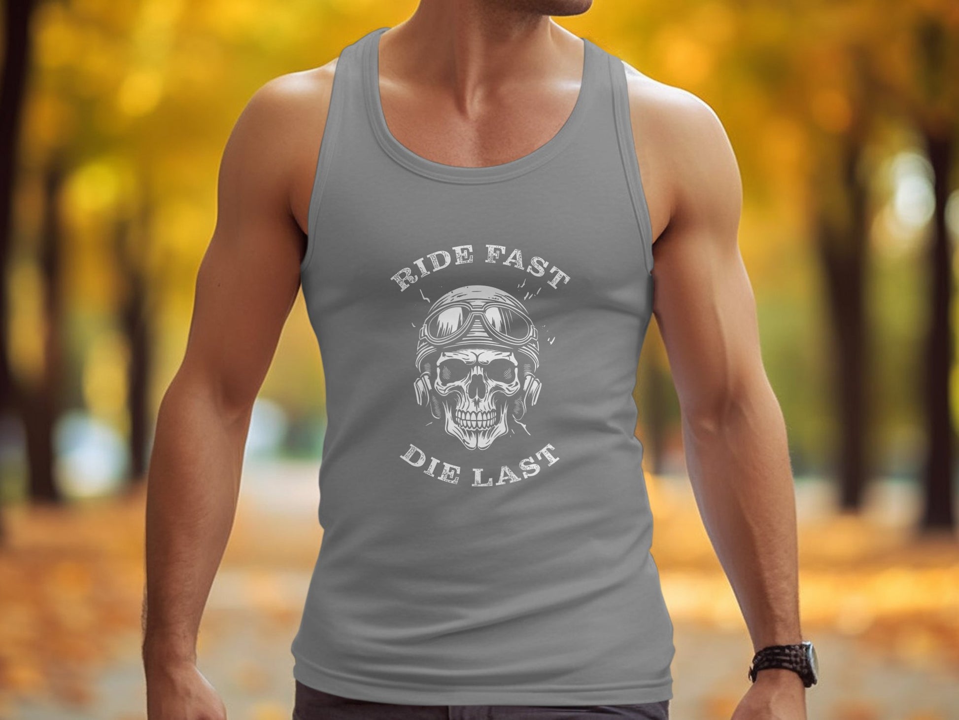 Ride Fast Die Last Tank Top Grey