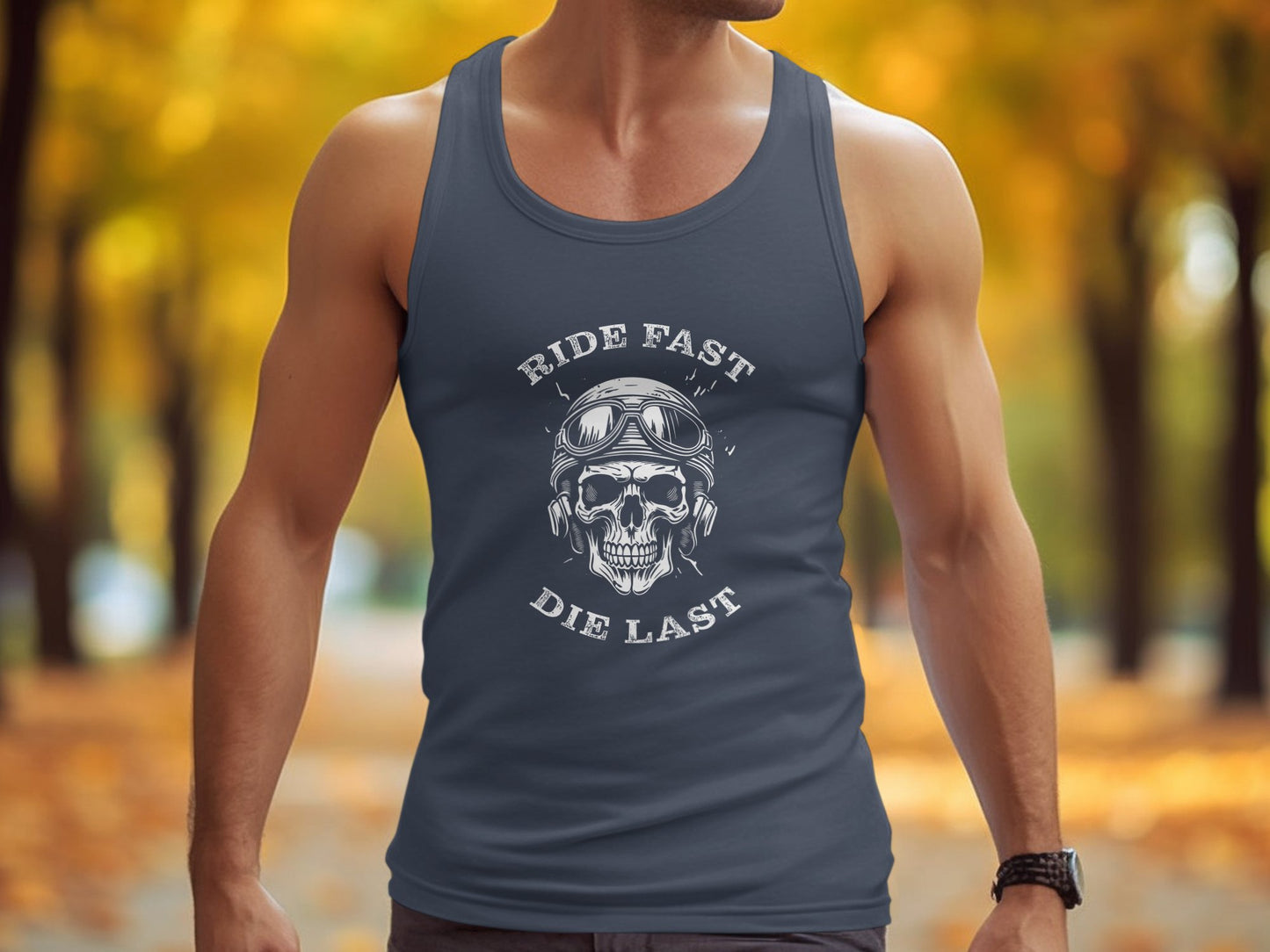 Ride Fast Die Last Tank Top Navy