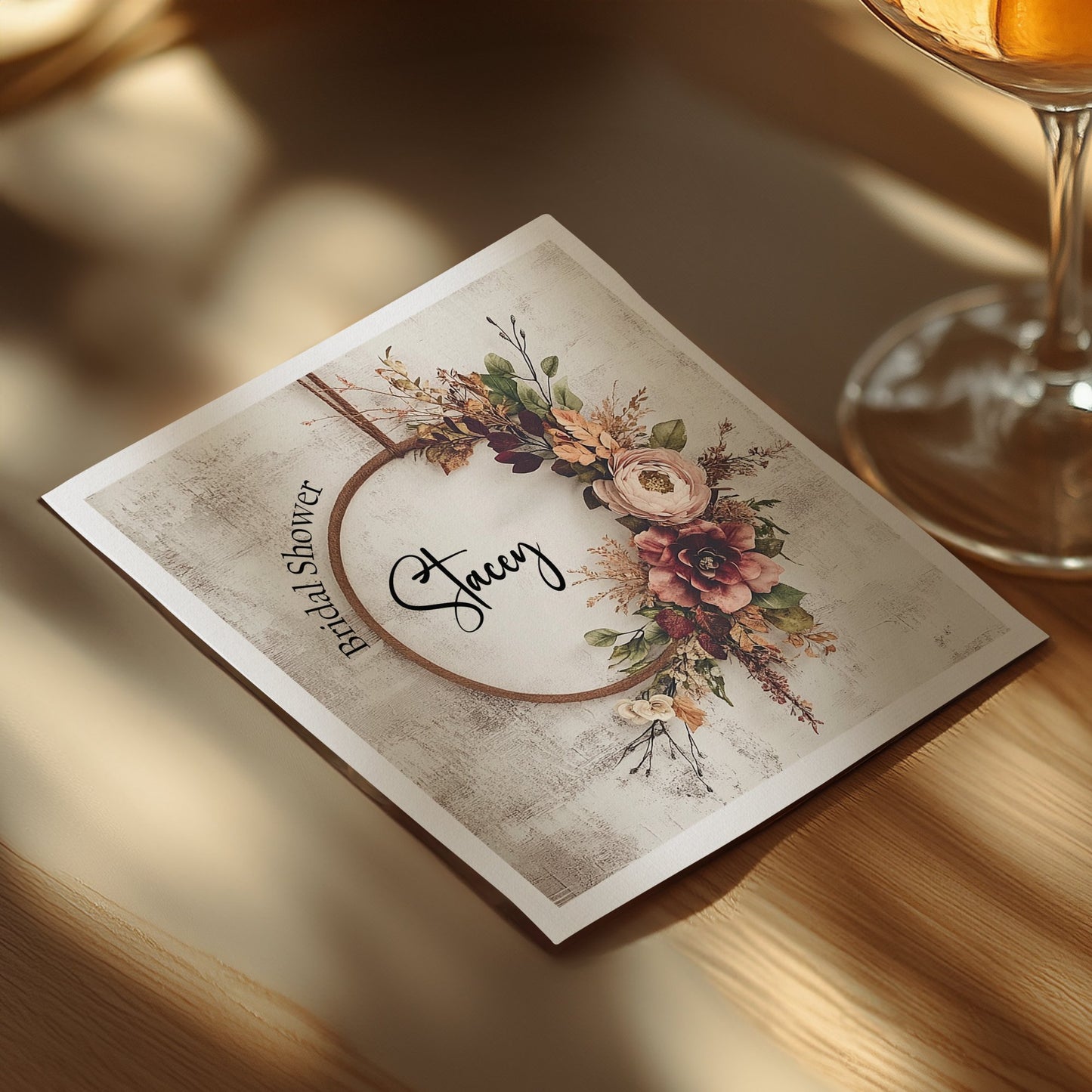 Rustic Wreath Custom Bridal Shower Napkins Image 3