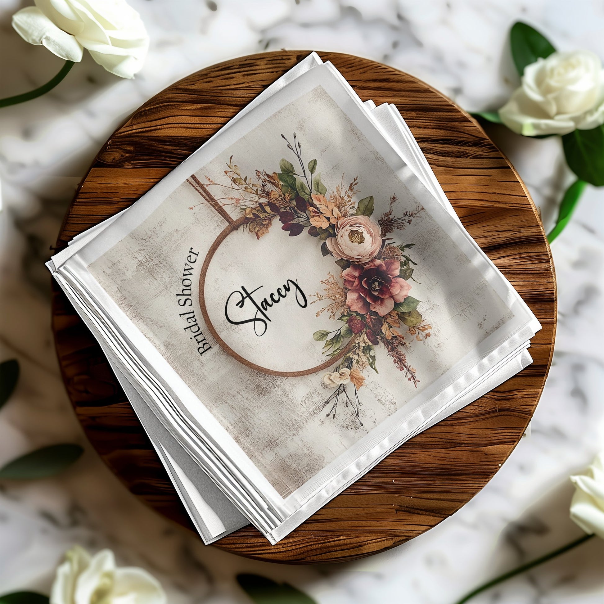 Rustic Wreath Custom Bridal Shower Napkins