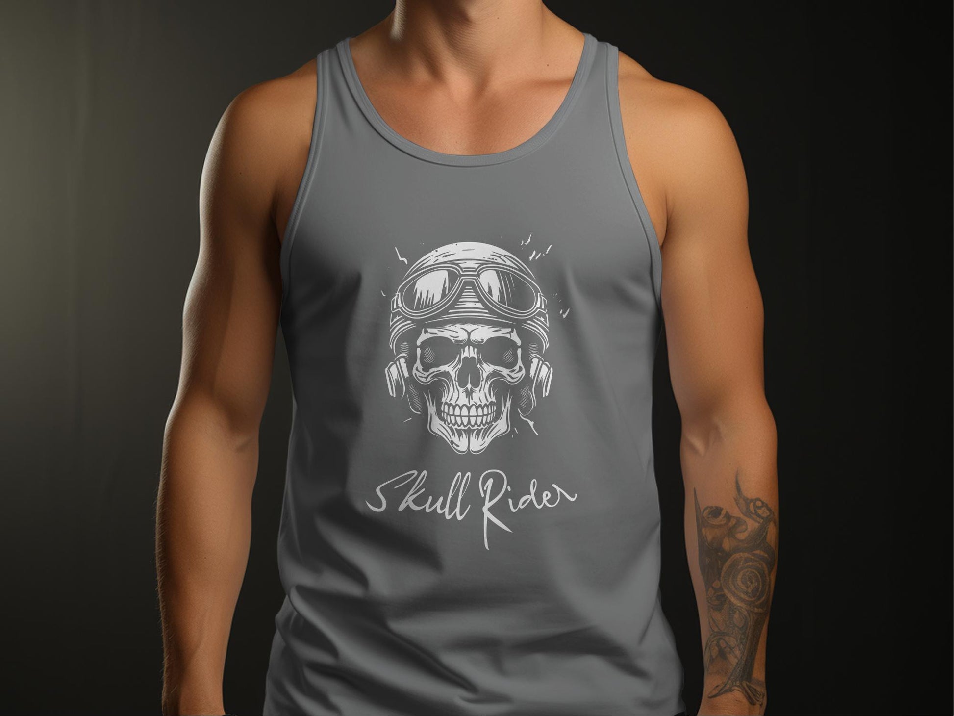 Skull Rider Tank Top Grey