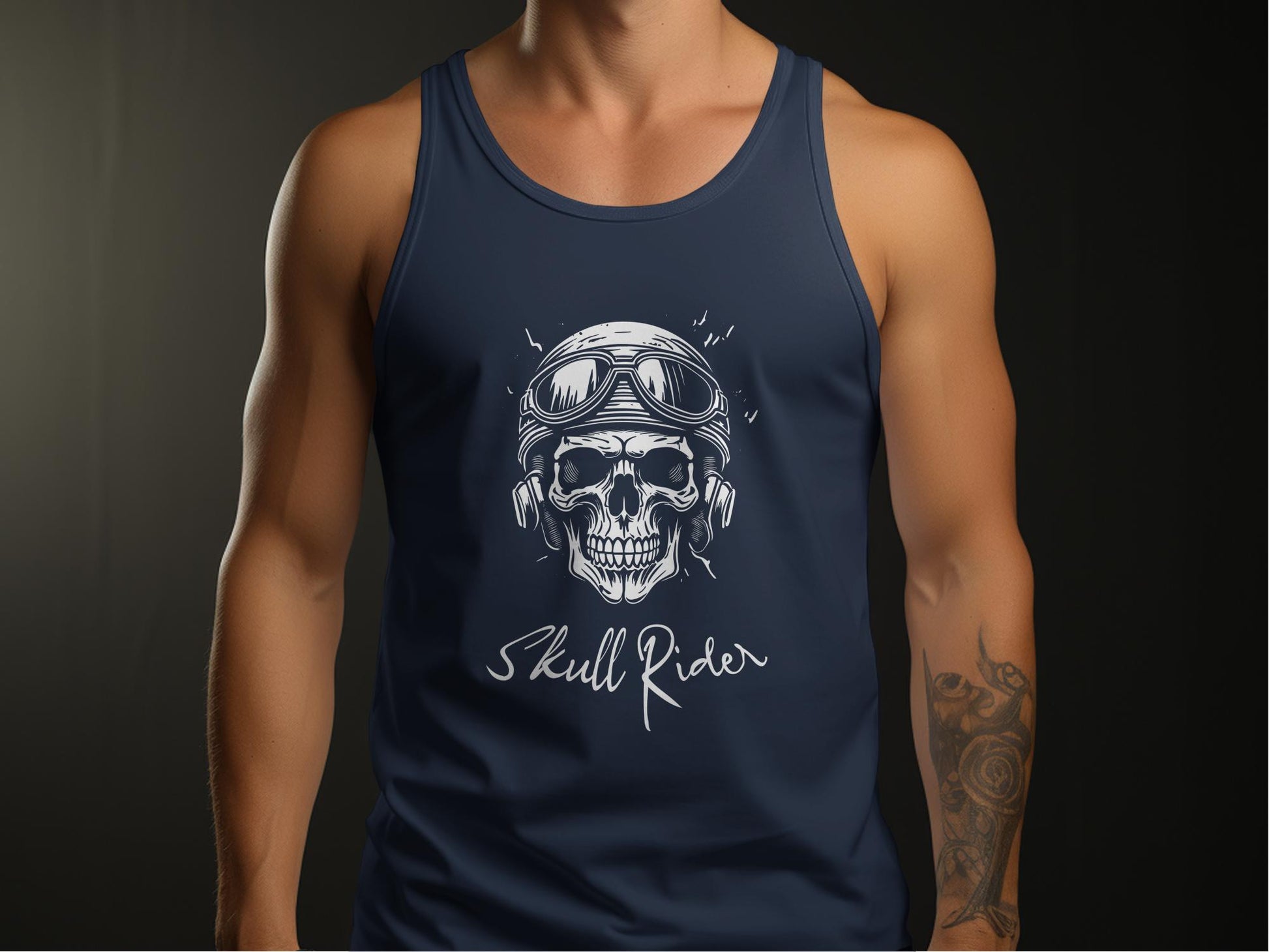 Skull Rider Tank Top Navy