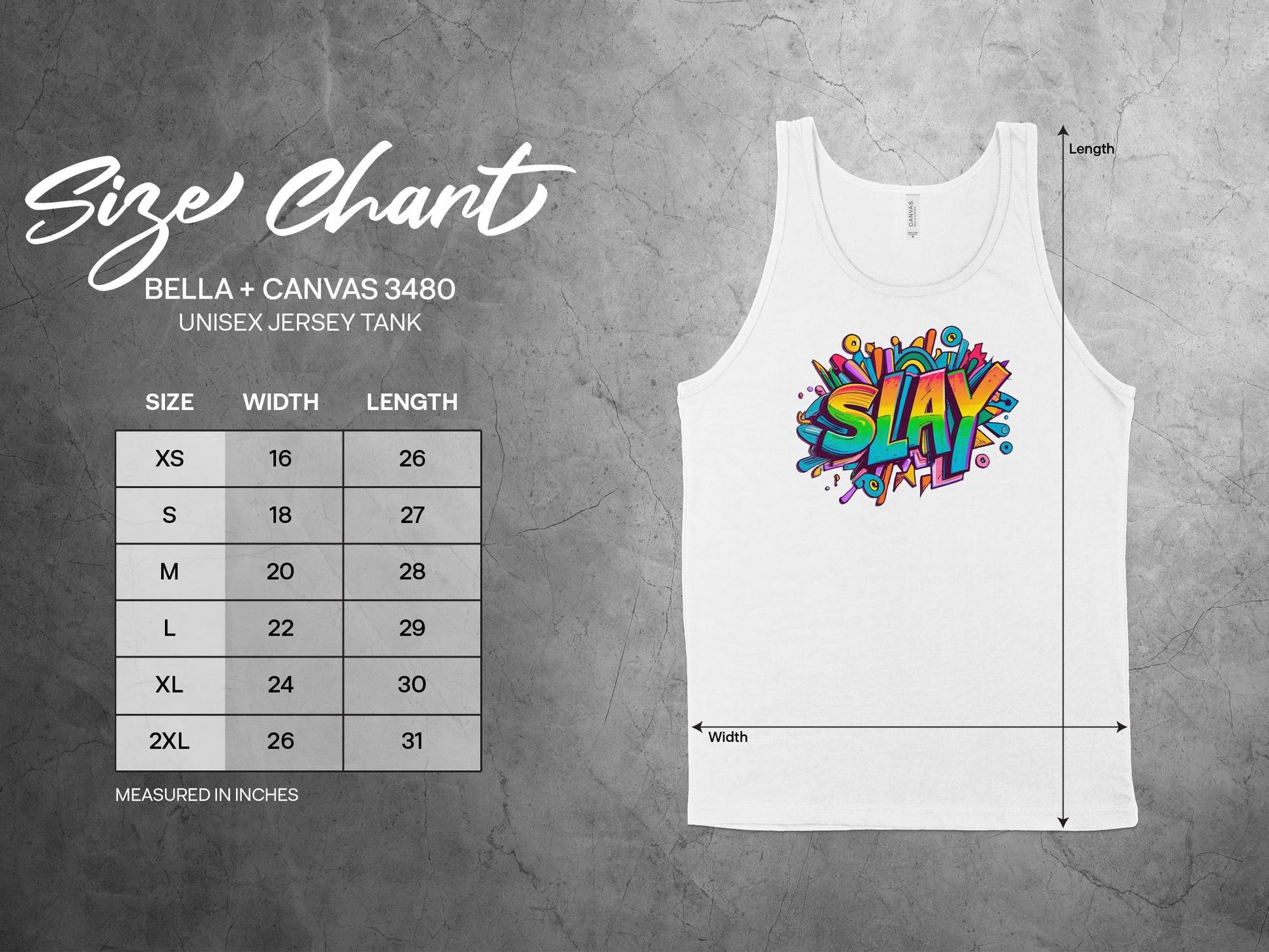 Slay Tank Top Size Chart