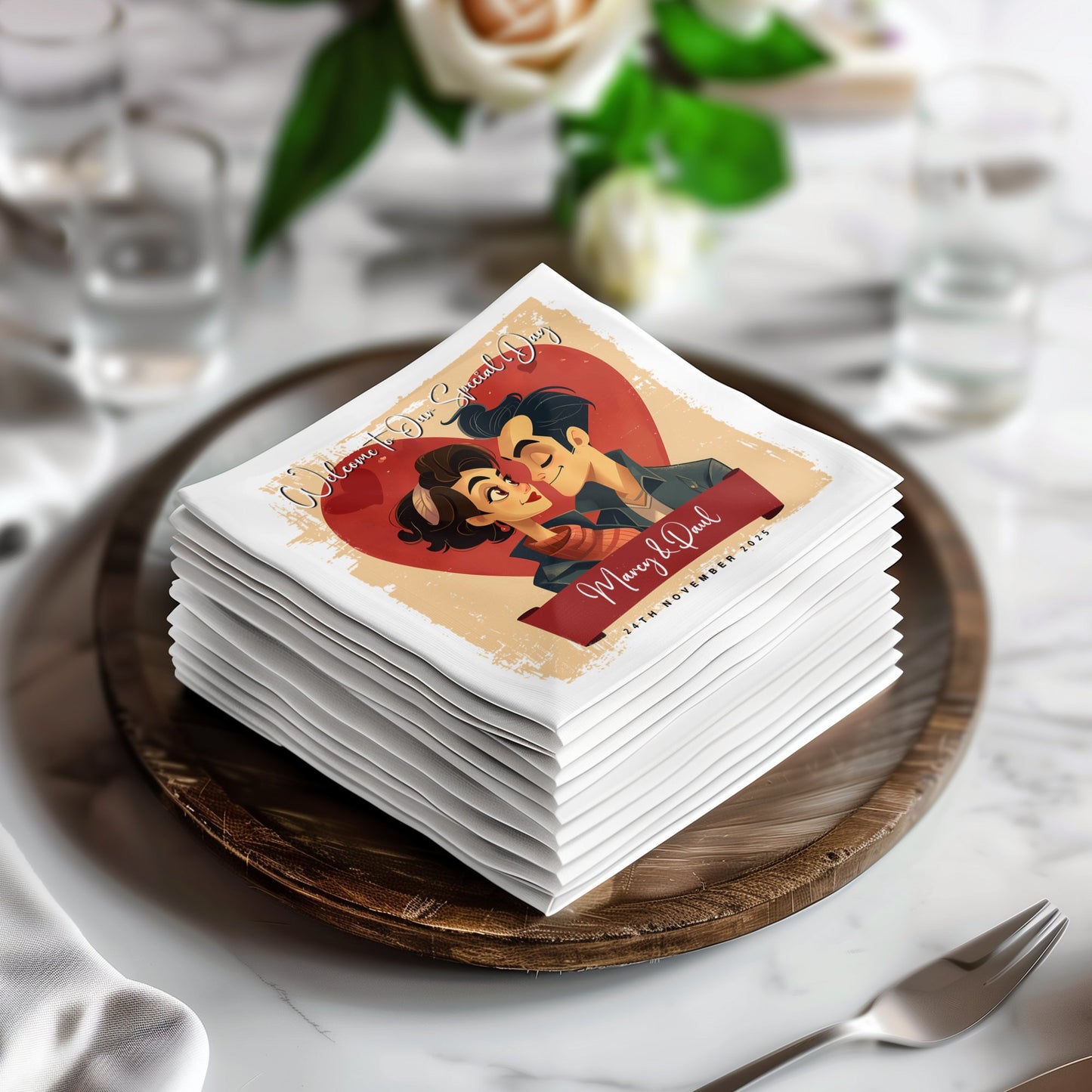 Special Day Custom Wedding Napkins Image 2