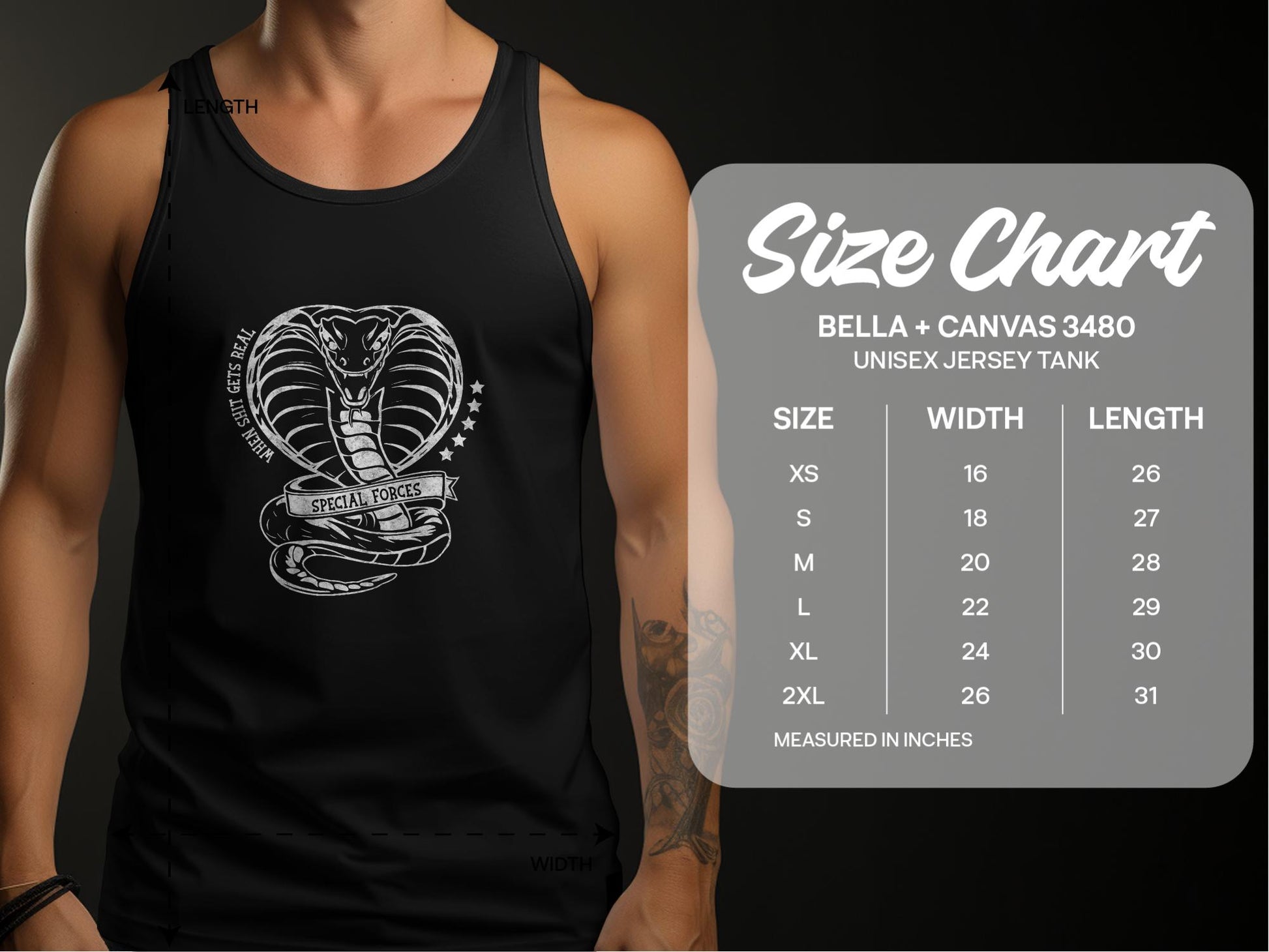 Special Forces Tank Top Size Chart