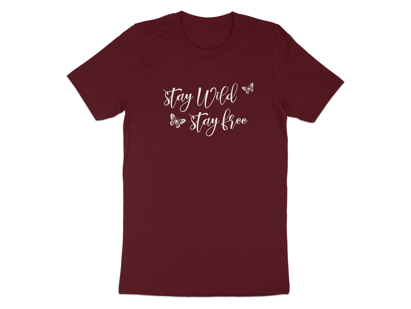 Stay Wild Stay Free Butterfly Tee Maroon