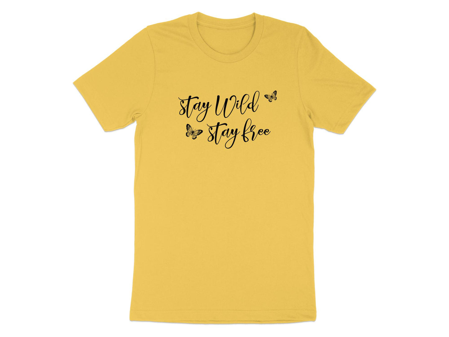 Stay Wild Stay Free Butterfly Tee Yellow