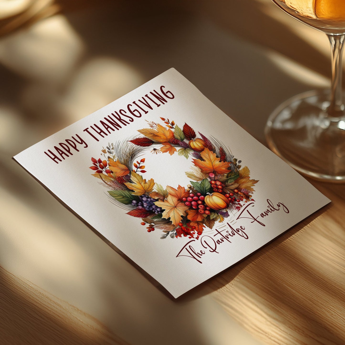 Thanksgiving Wreath Custom Napkins image 3