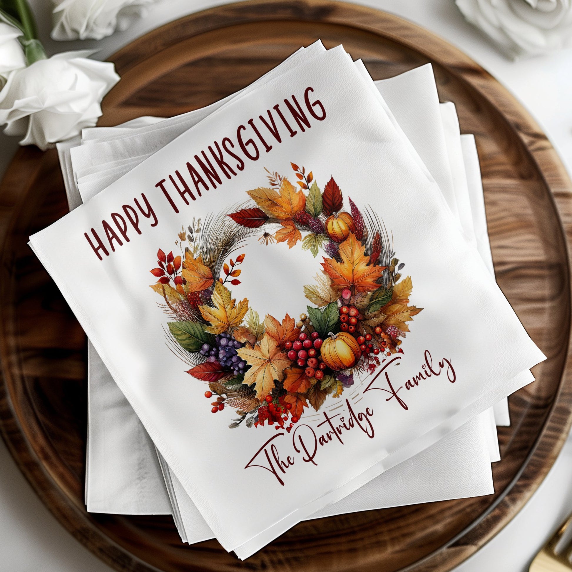 Thanksgiving Wreath Custom Napkins image 7