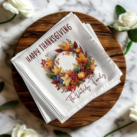 Thanksgiving Wreath Custom Napkins