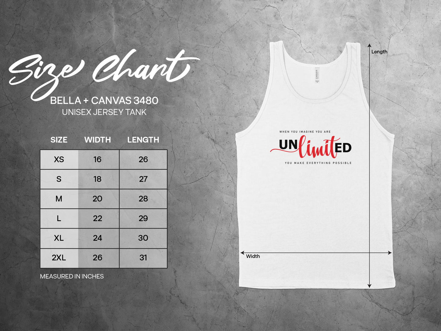 Unlimited Tank Top Size Chart