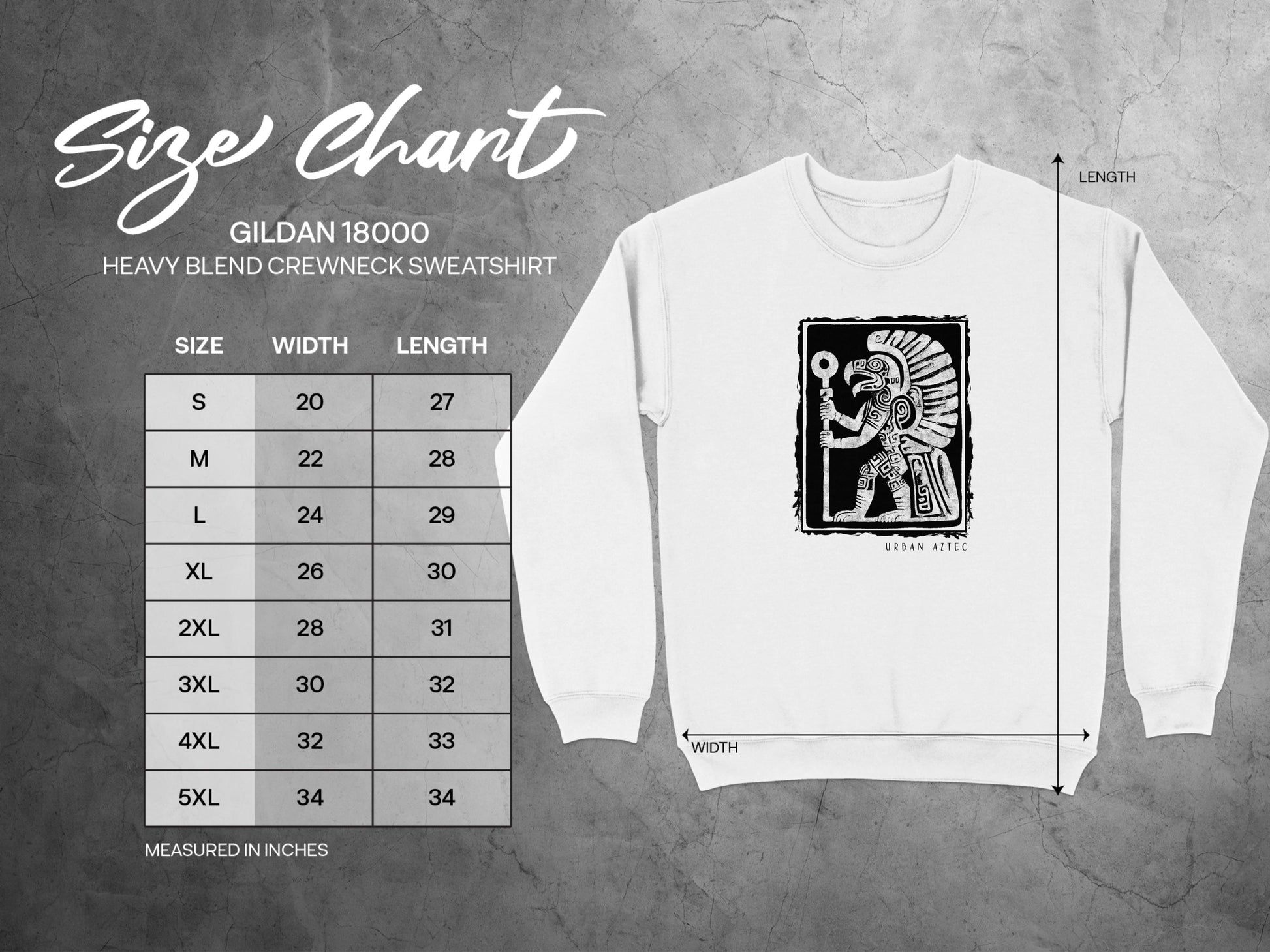 Urban Aztec Sweatshirt Edition 3 Size Chart