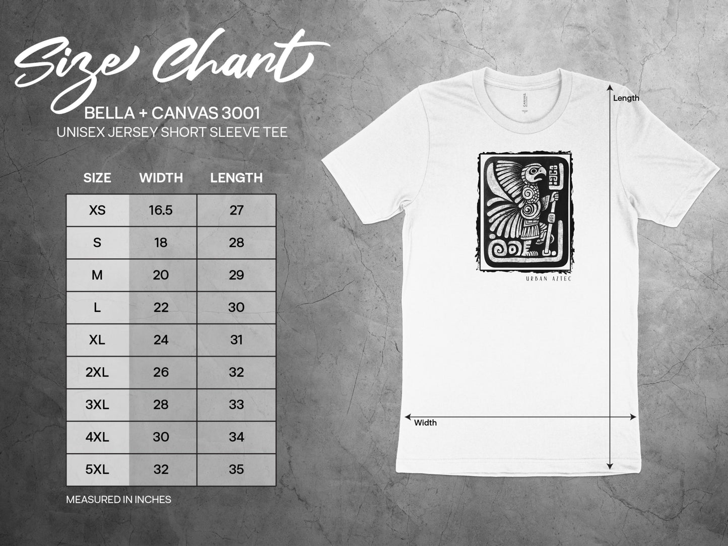 Urban Aztec Tee Edition 1 Size Chart