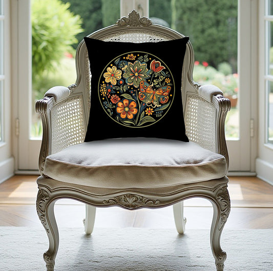 Vibrant Floral Throw Pillow