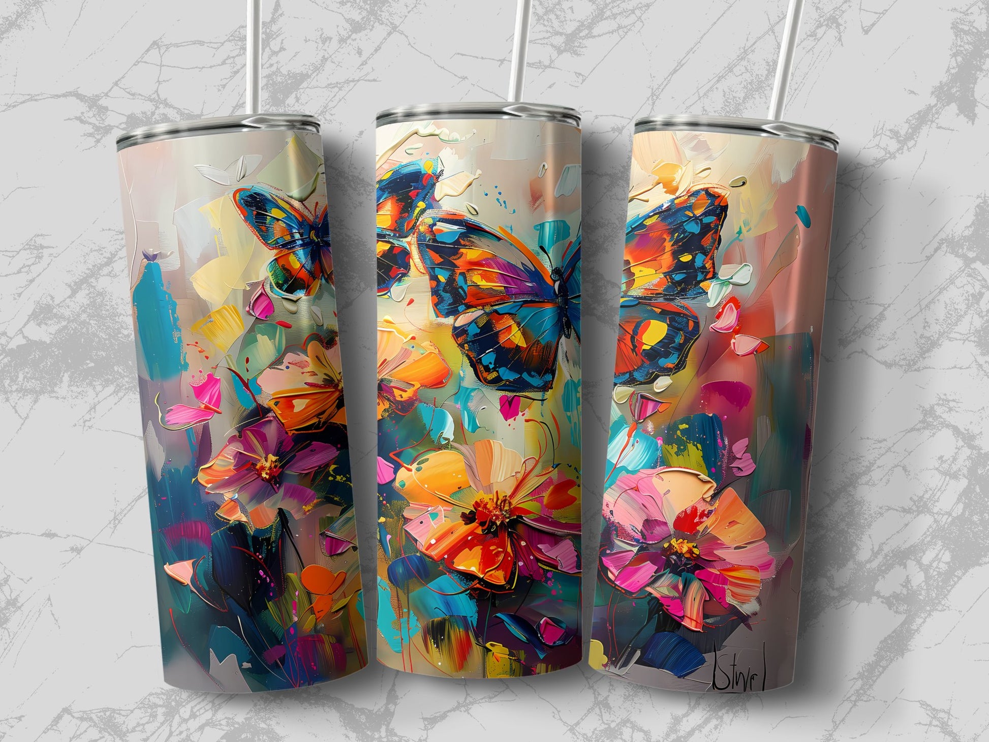 Watercolour Butterflies Tumbler image 2