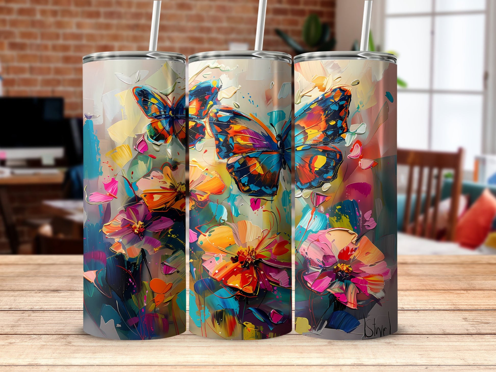 Watercolour Butterflies Tumbler image 6