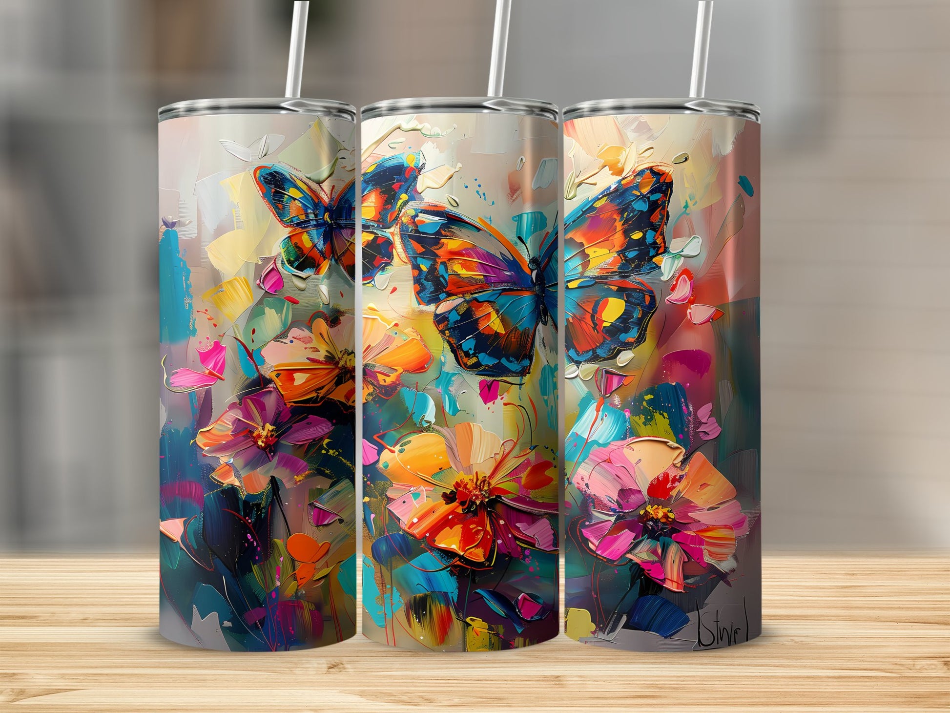 Watercolour Butterflies Tumbler