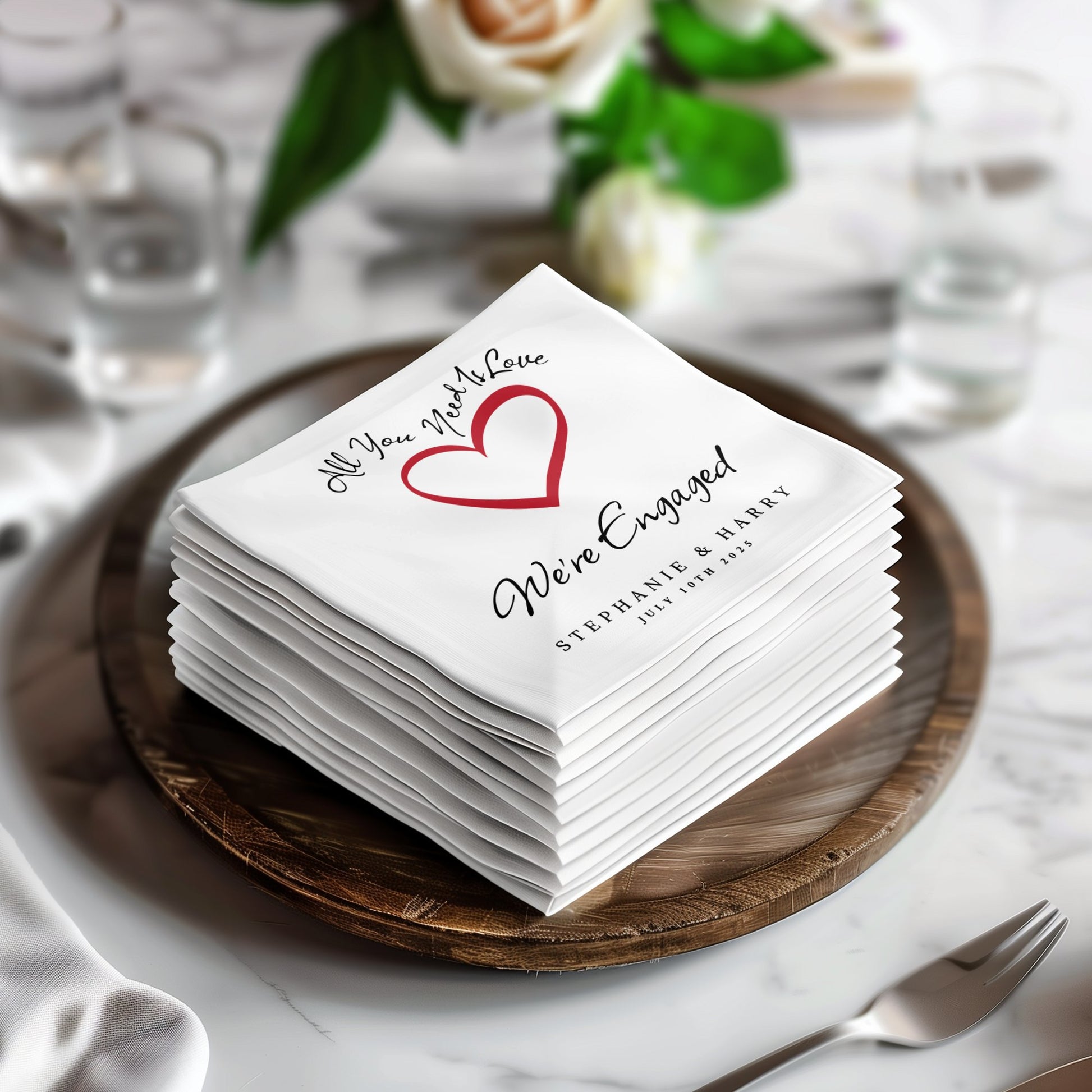 Wedding Engagement Custom Napkins Image 2