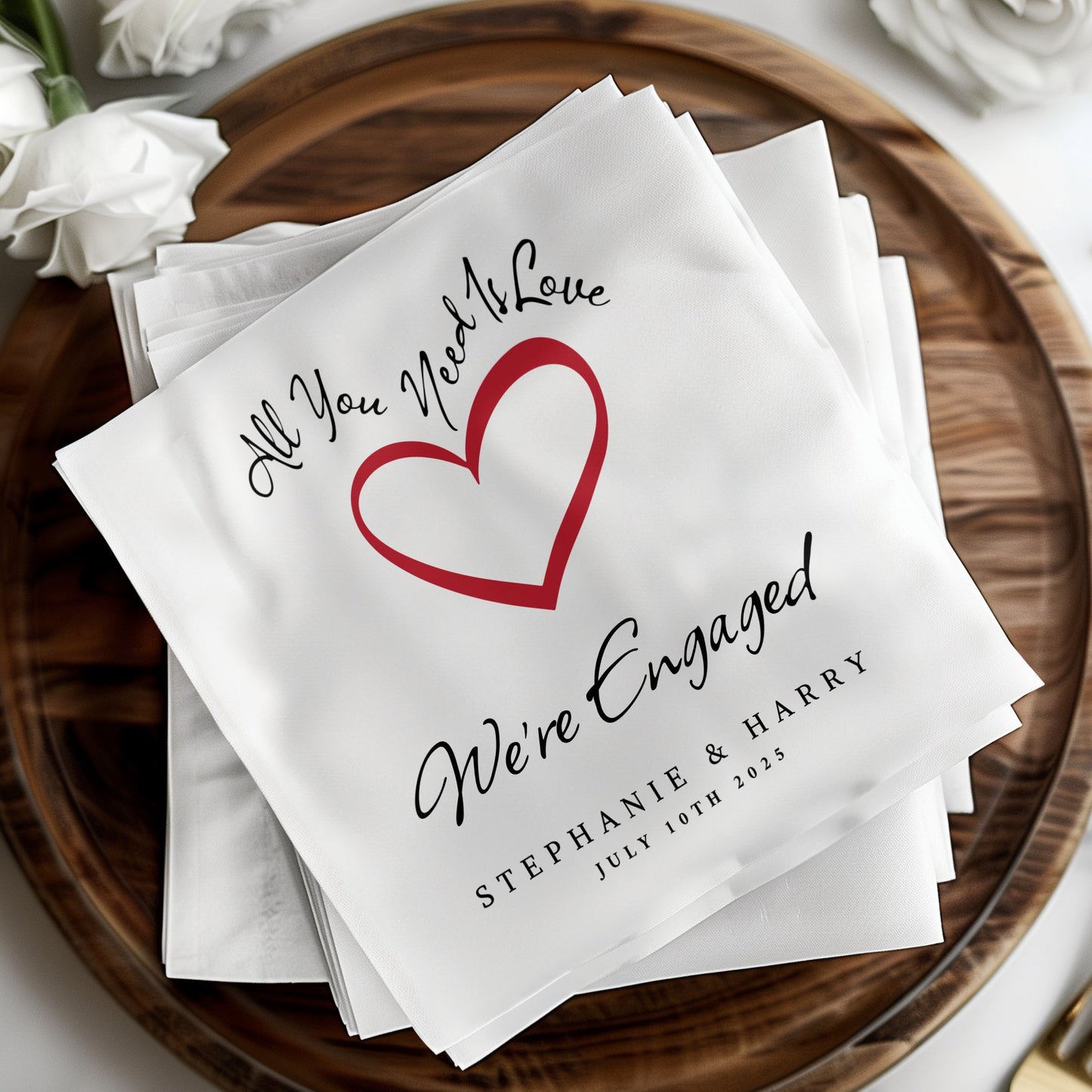 Wedding Engagement Custom Napkins Image 7