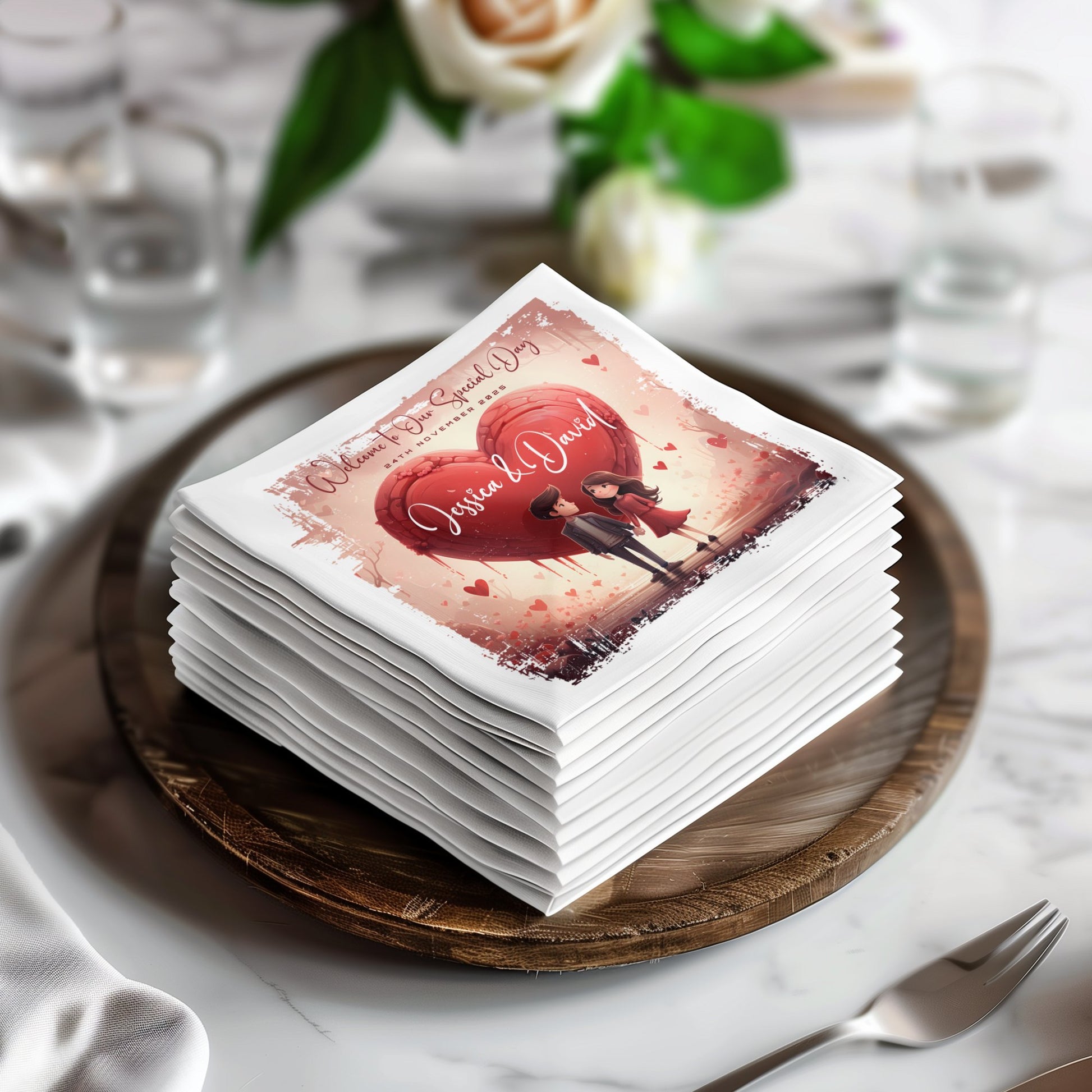 Wedding Heart Custom Napkins Image 2