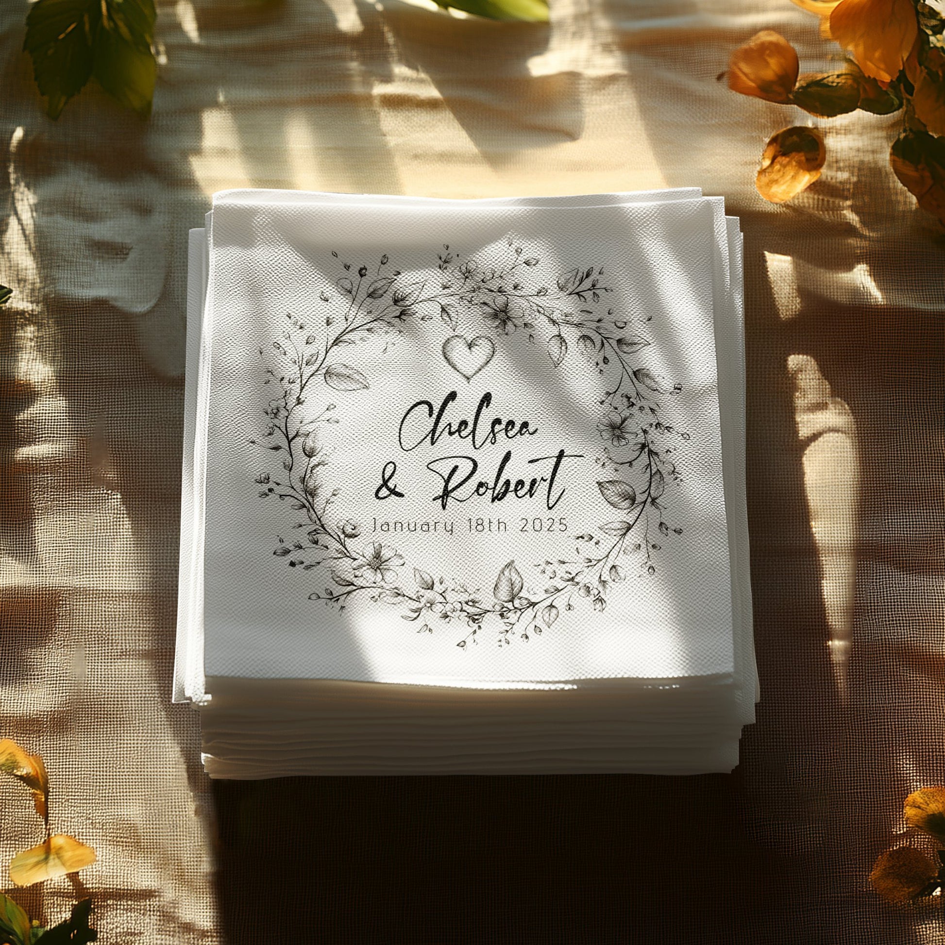 Wreath Wedding Custom Napkins Image 4