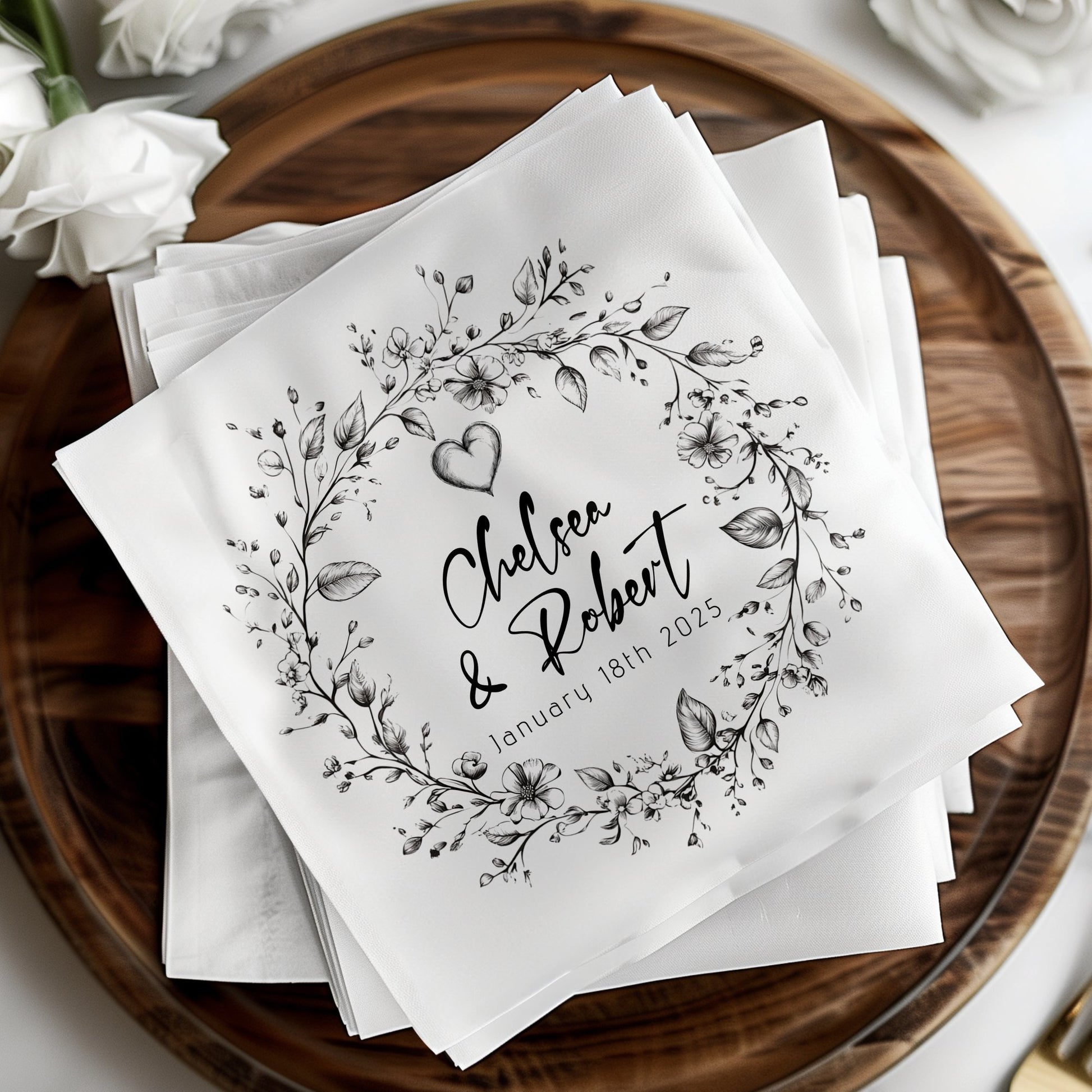 Wreath Wedding Custom Napkins Image 7