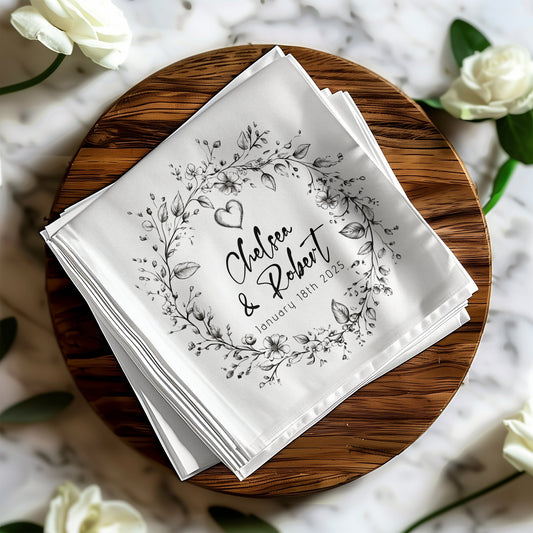 Wreath Wedding Custom Napkins